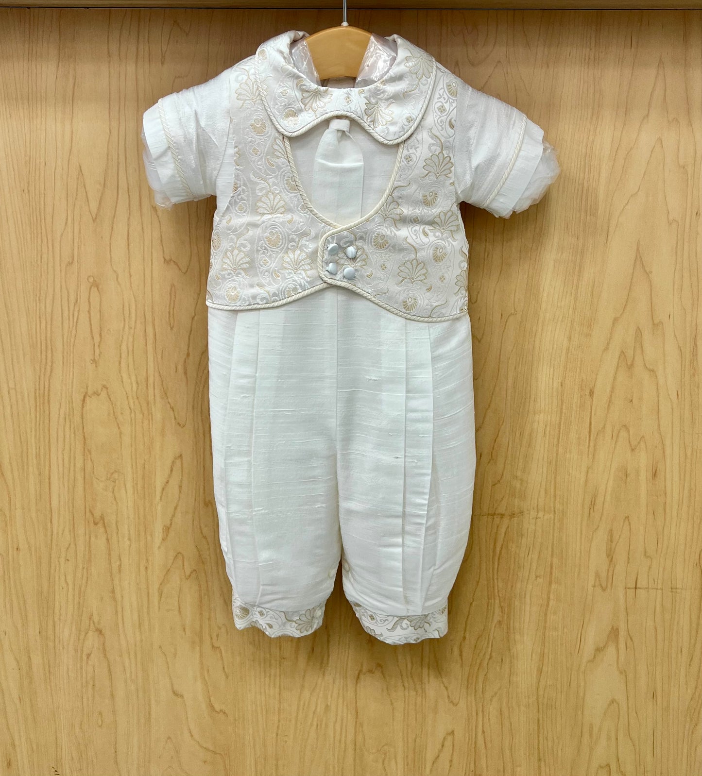 Lucas /Gold Brocade christening suit by Piccolo bacio
