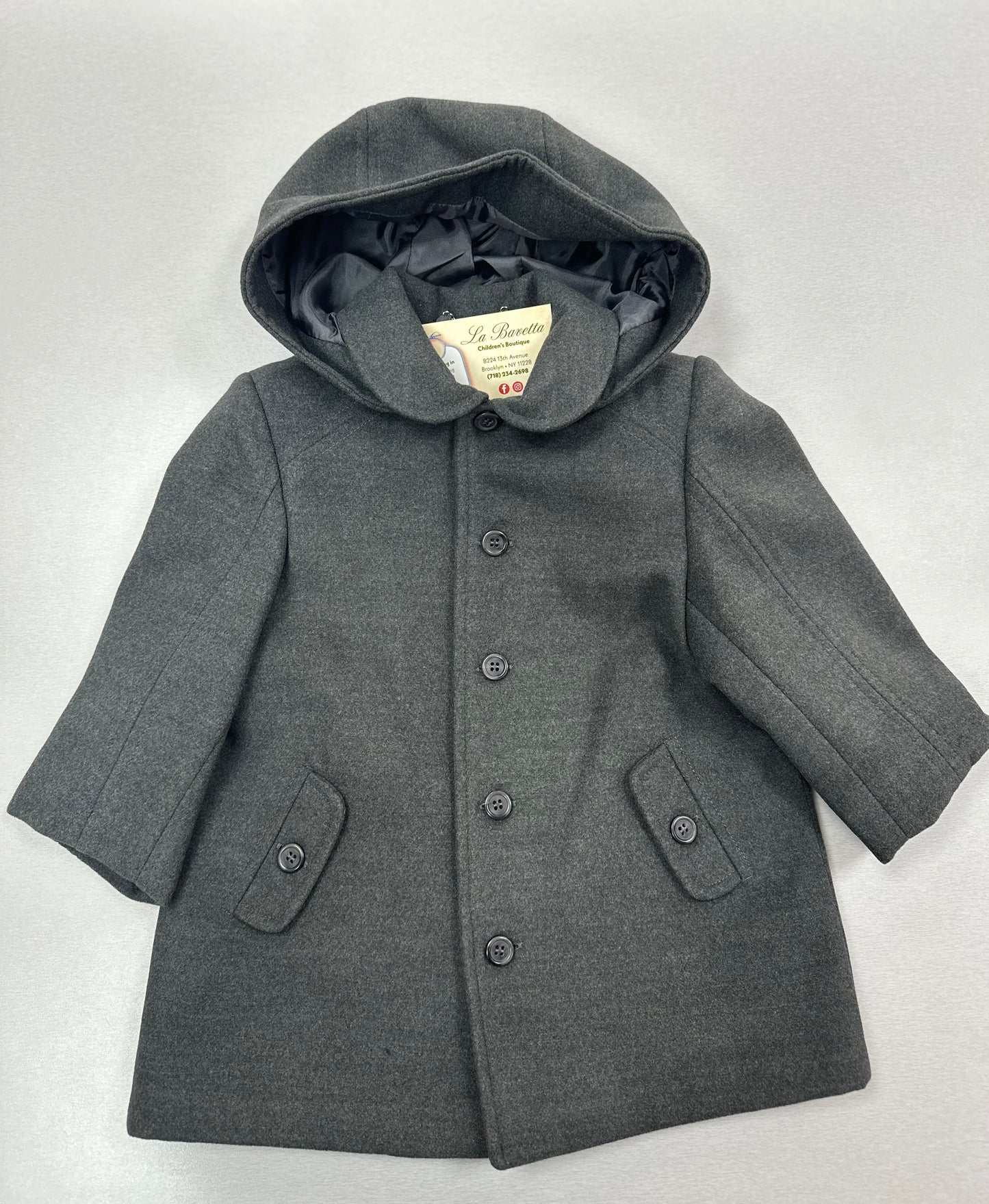 Baby Boys grey wool coat C9000 by Sarah louise