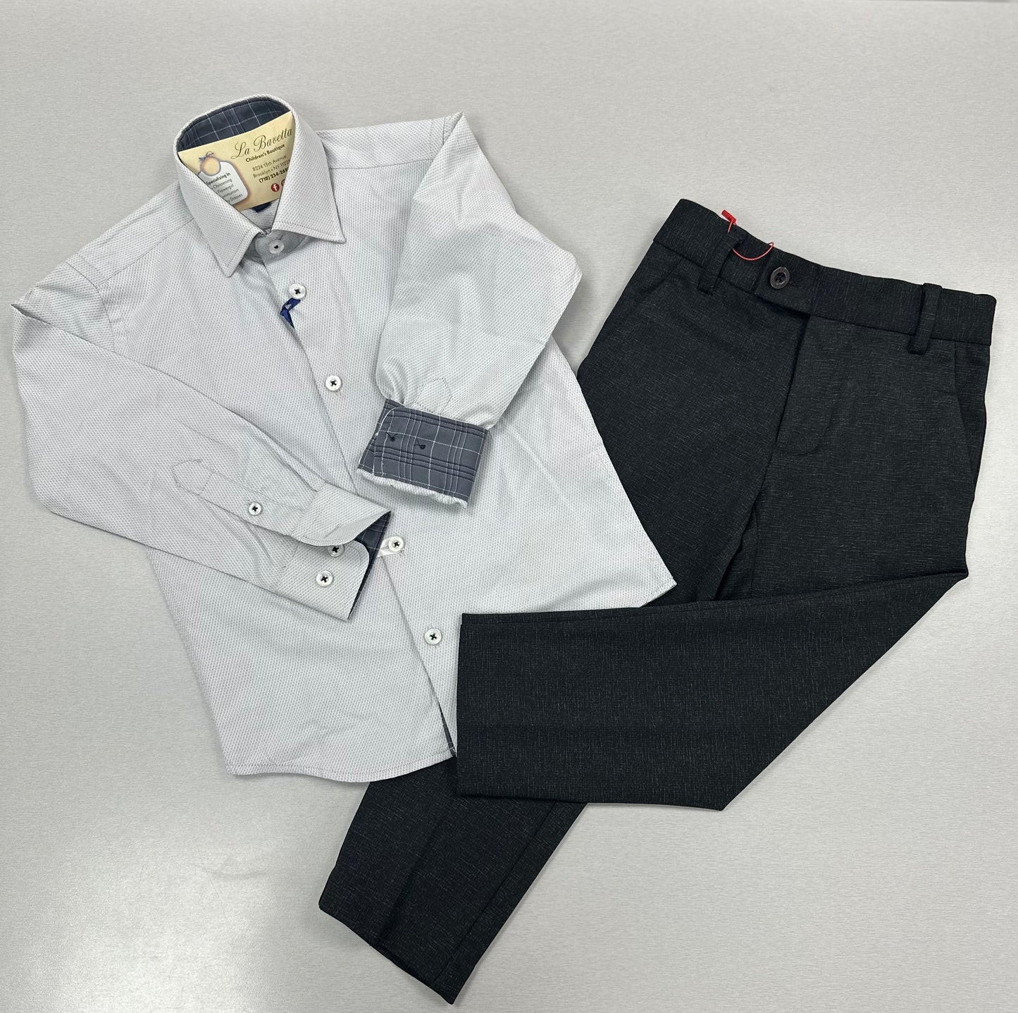 Leo & Zachary Boys Grey/Black Suit BLZ -5417