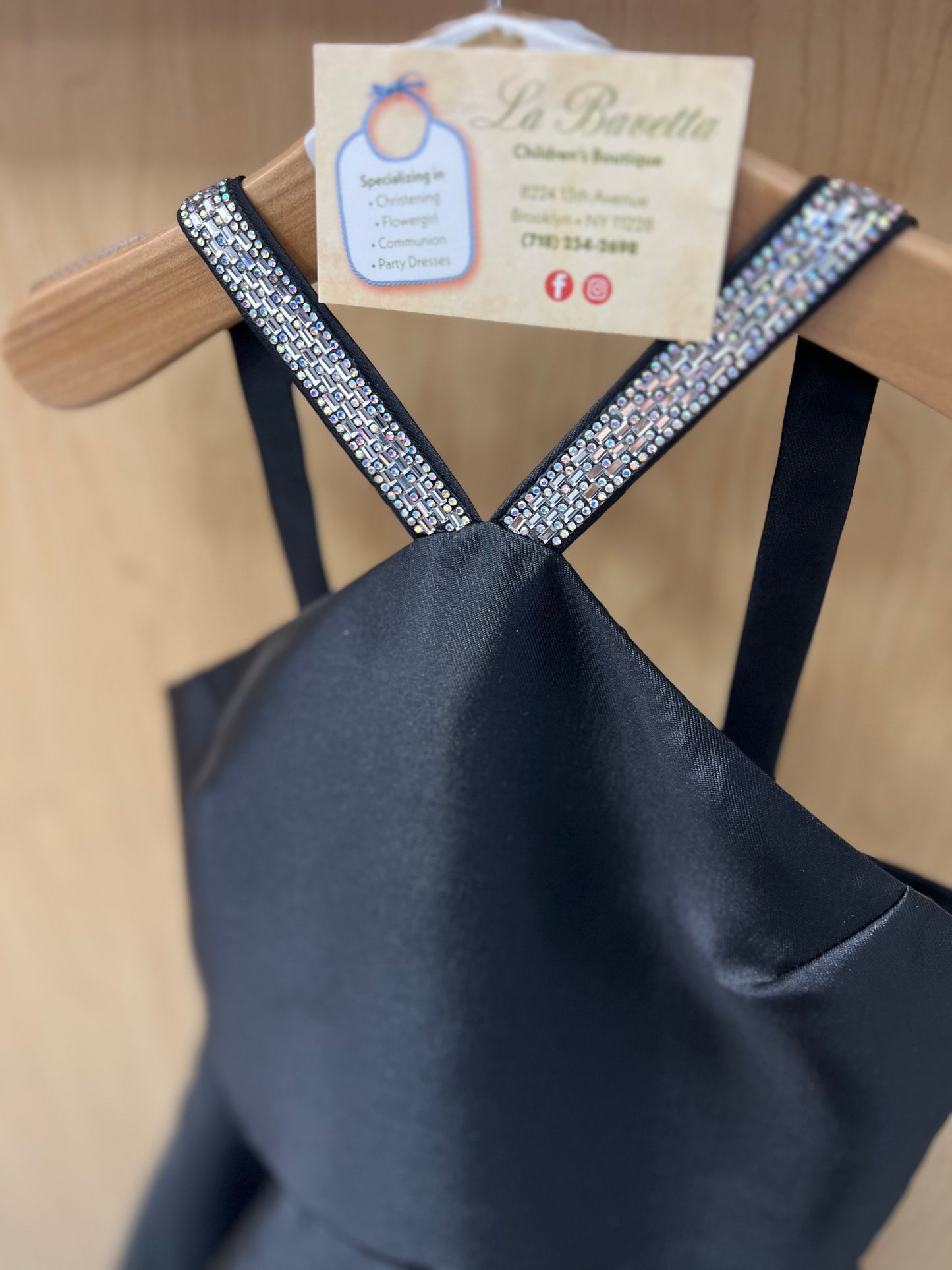 Black Dress Kira with beaded neckline