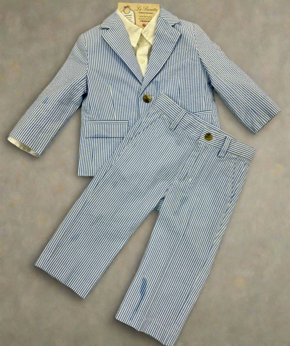 Seersucker Blazer Pants set 200618844
