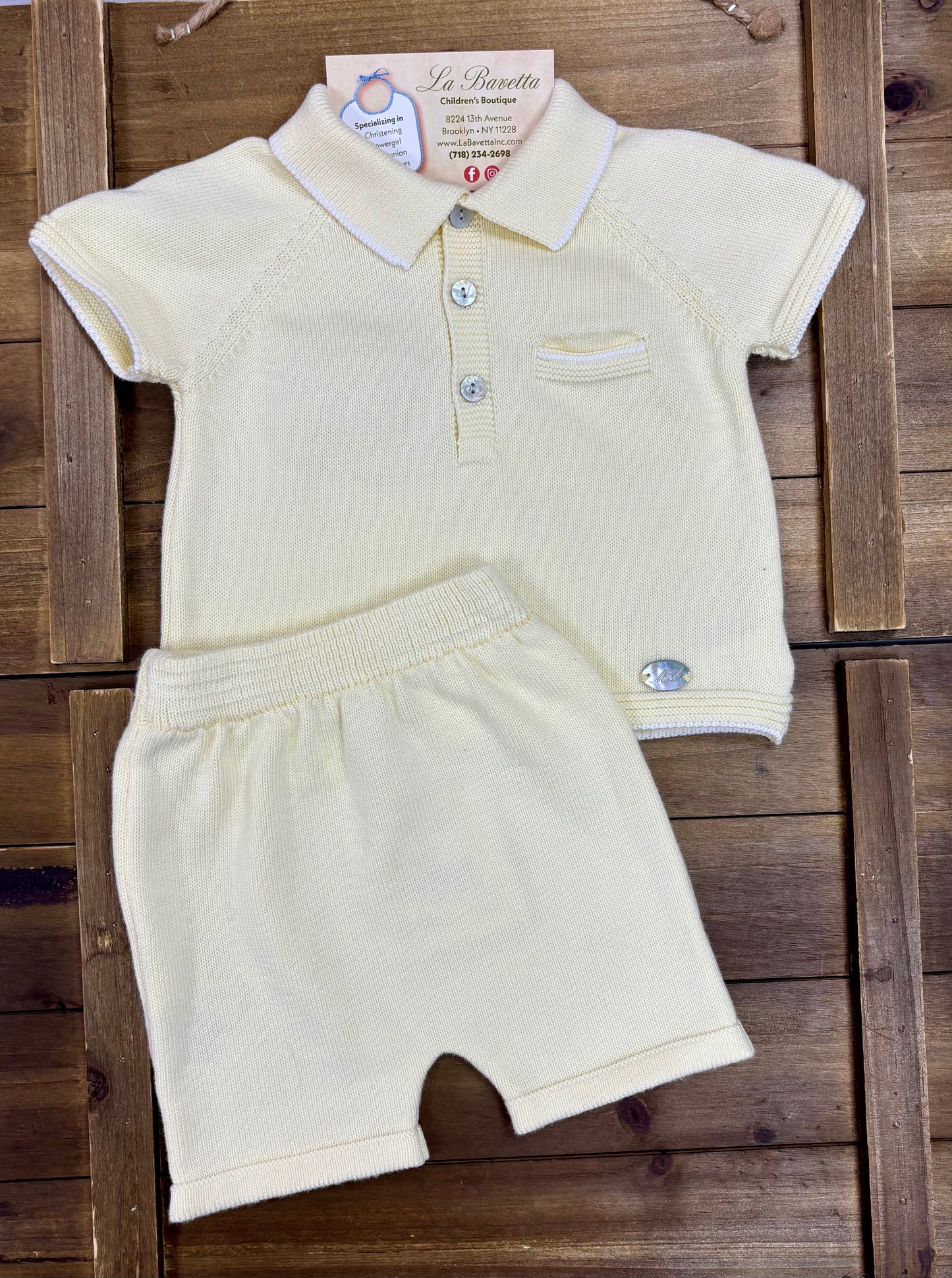 Baby Boy Knit Polo 2pc shorts Set