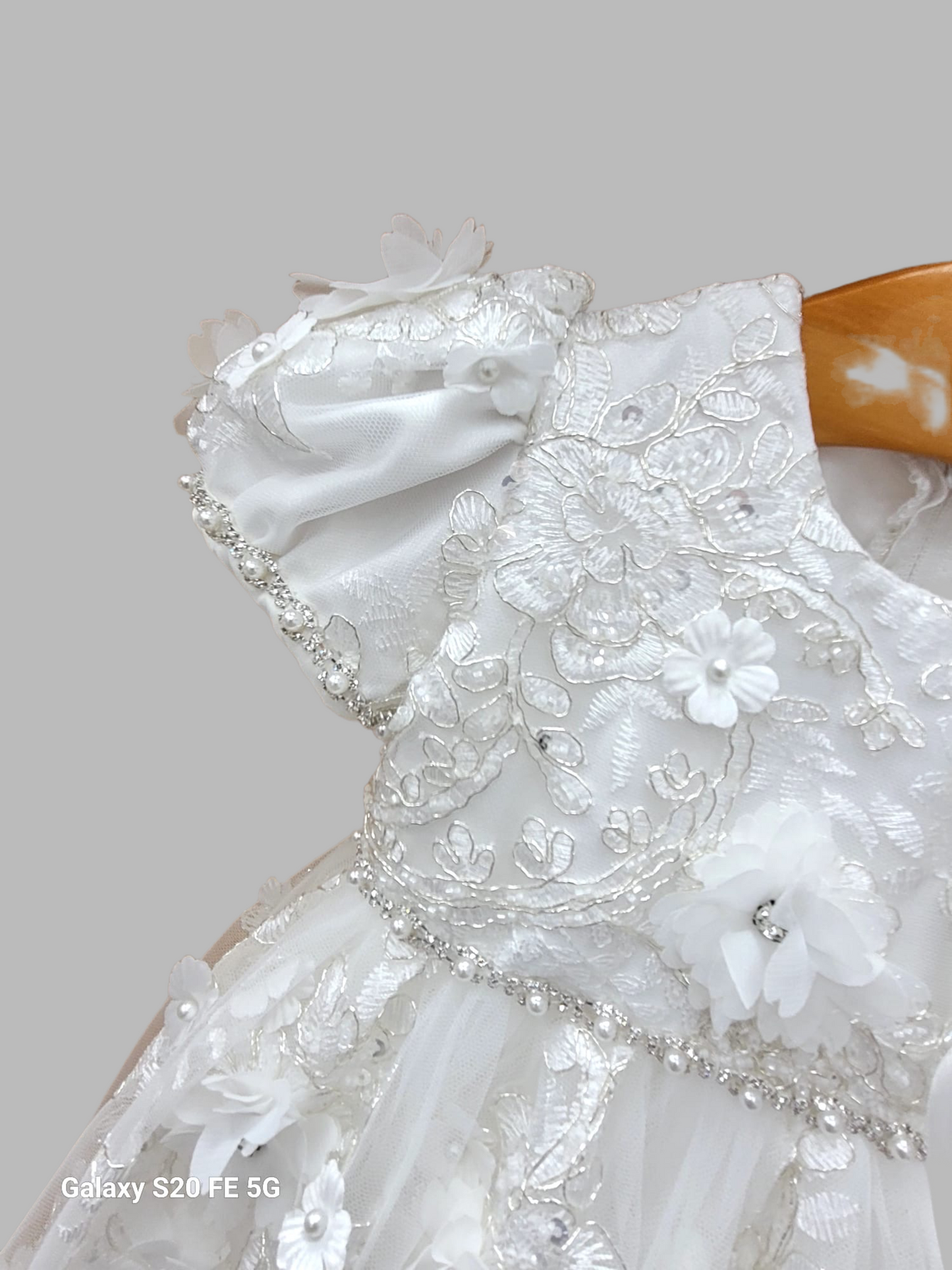 Maria 3D flower lace christening Gown
