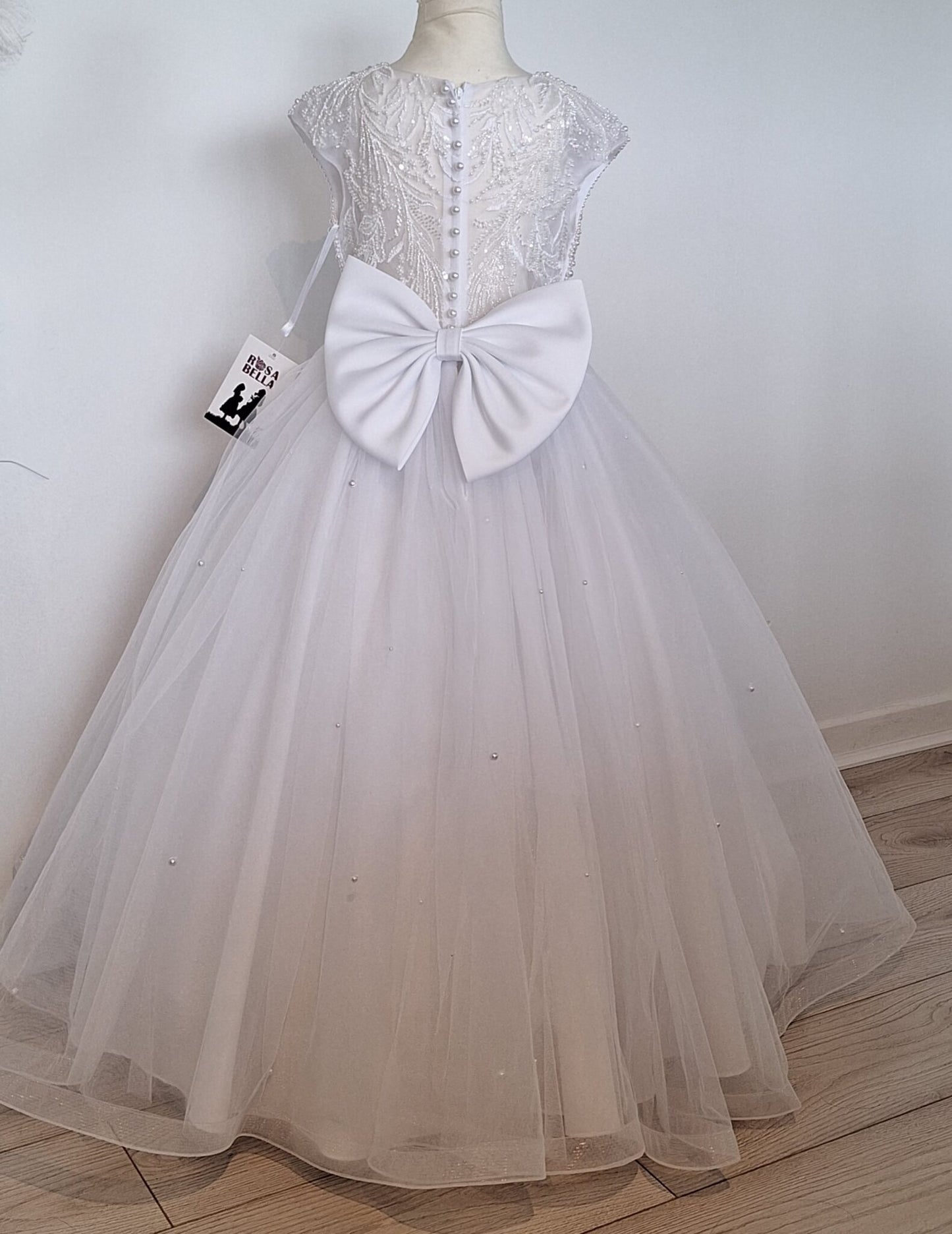 Pearl Top-Tulle Bottom Communion Dress