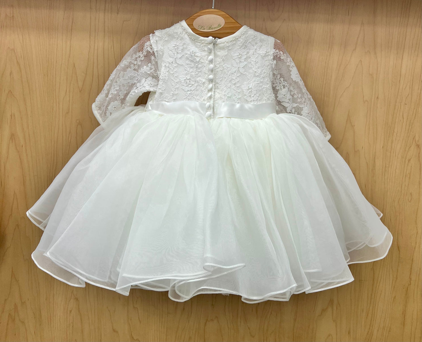 Long sleeve lace short christening Dress