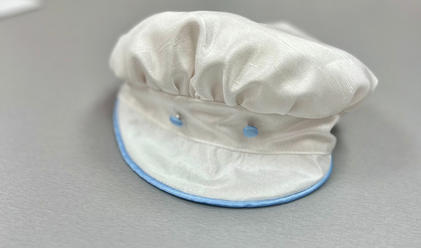 Blue William-White shantung shorts baptism suit