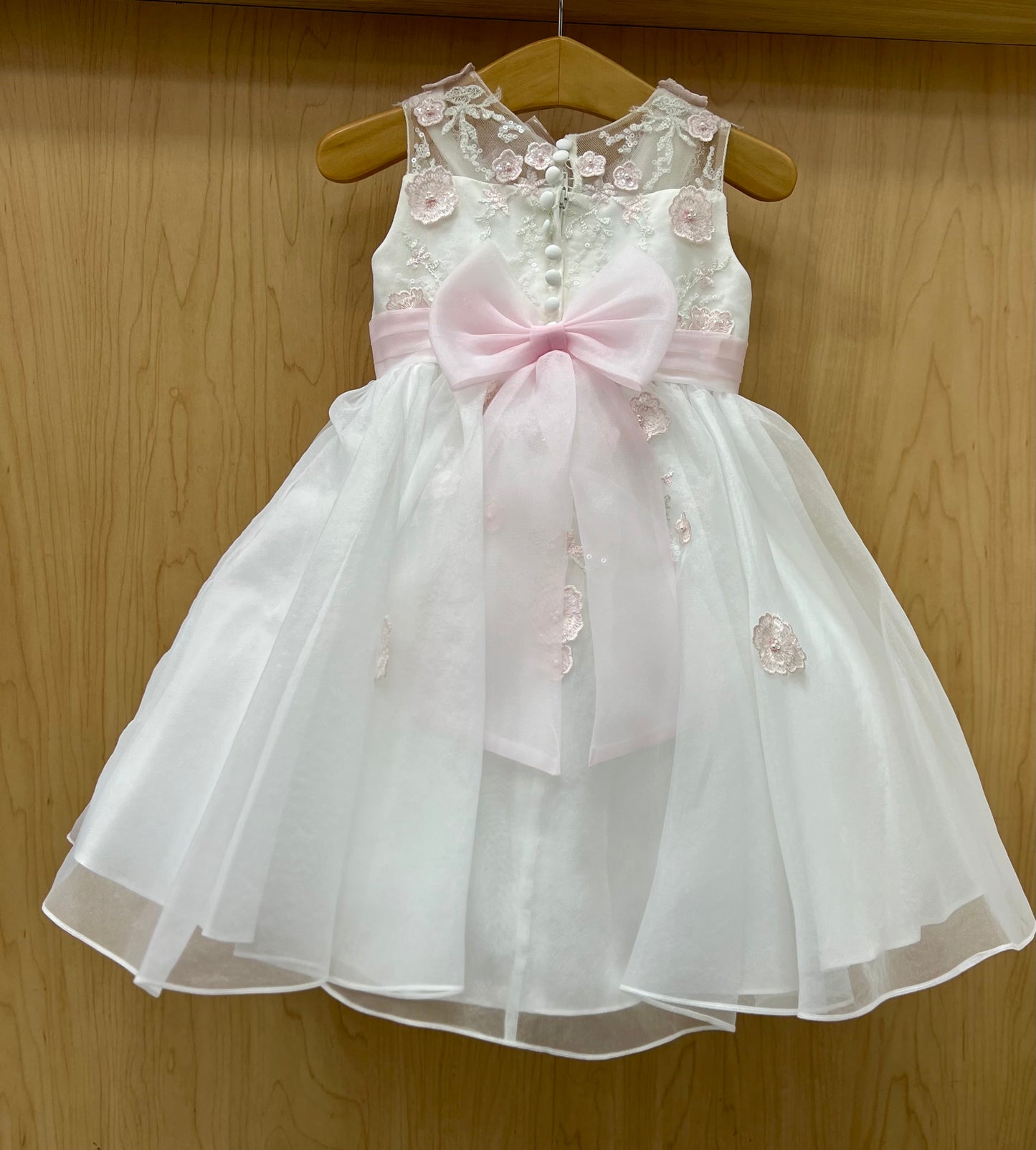 Organza pink & white dress 070154 Sarah Louise