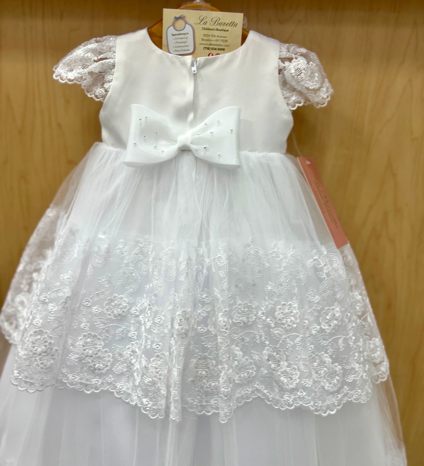 Bella Bow Christening dress with tulle