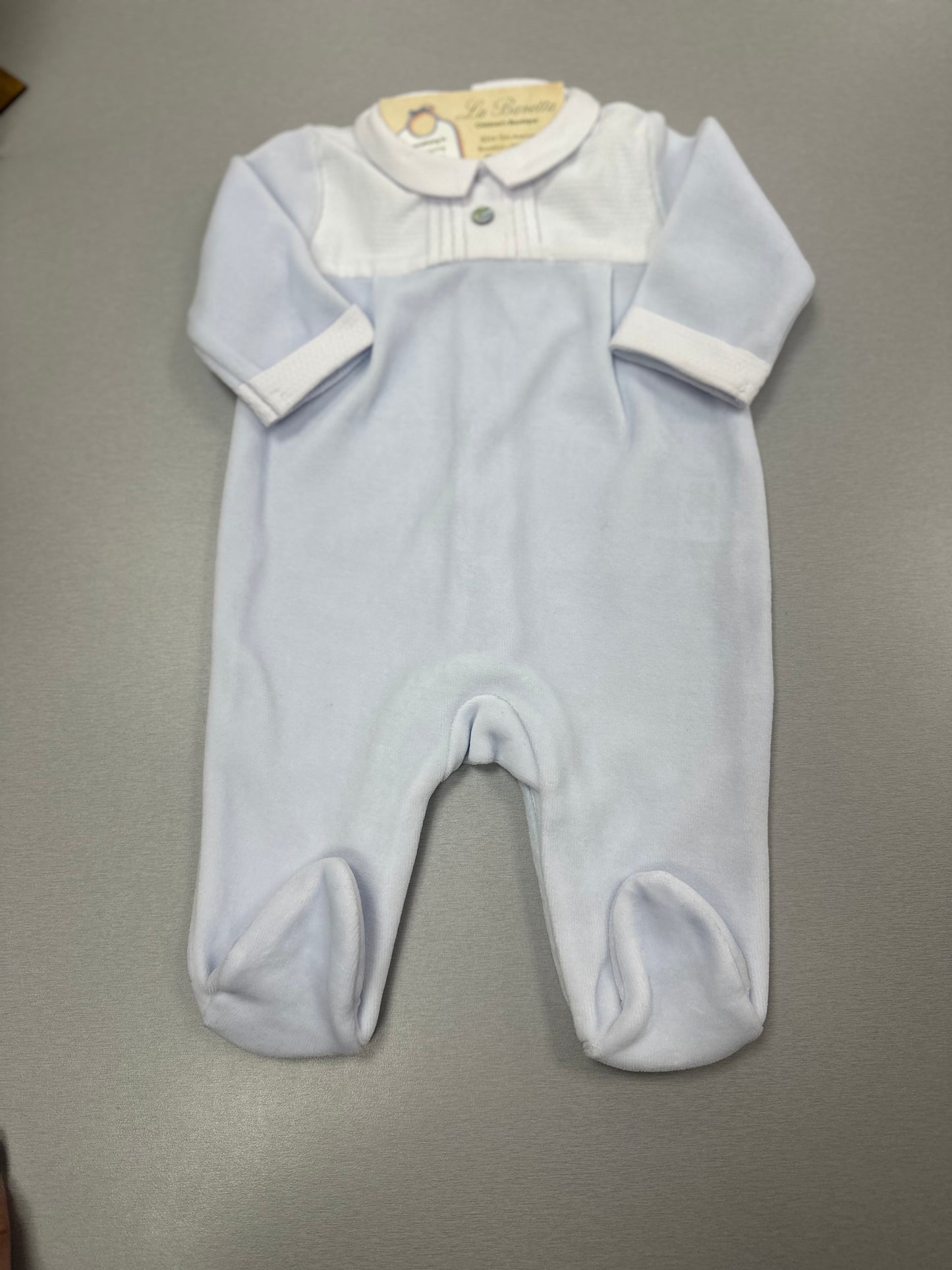 0123-06 208-4 powder Blue & white velour take me home set