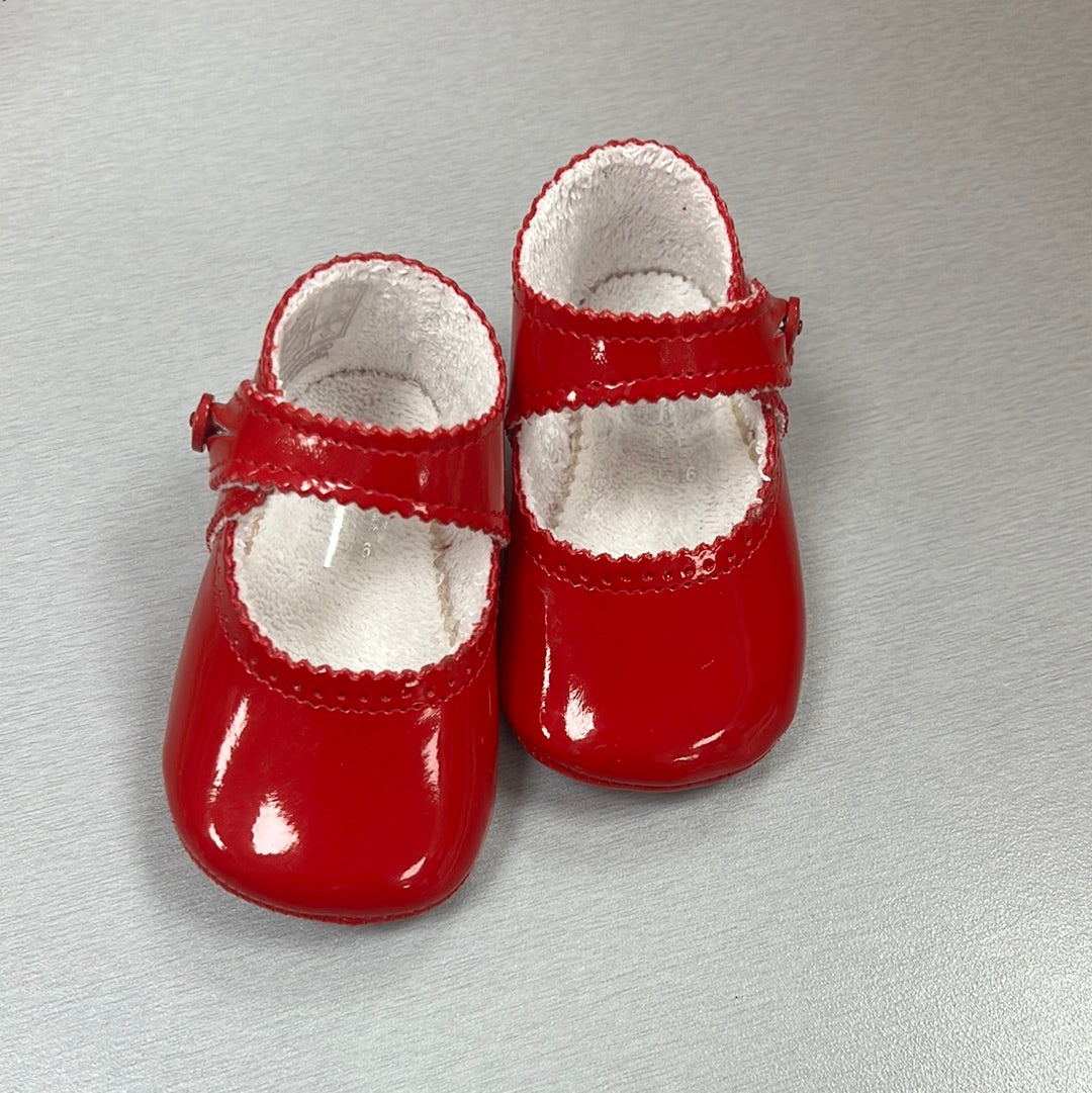 Red patent leather baby shoes 7026
