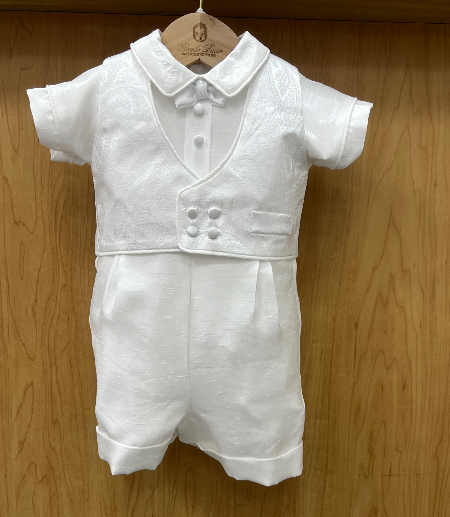 Gerry shorts | White Shantung | Christian Baptism | La Bavetta