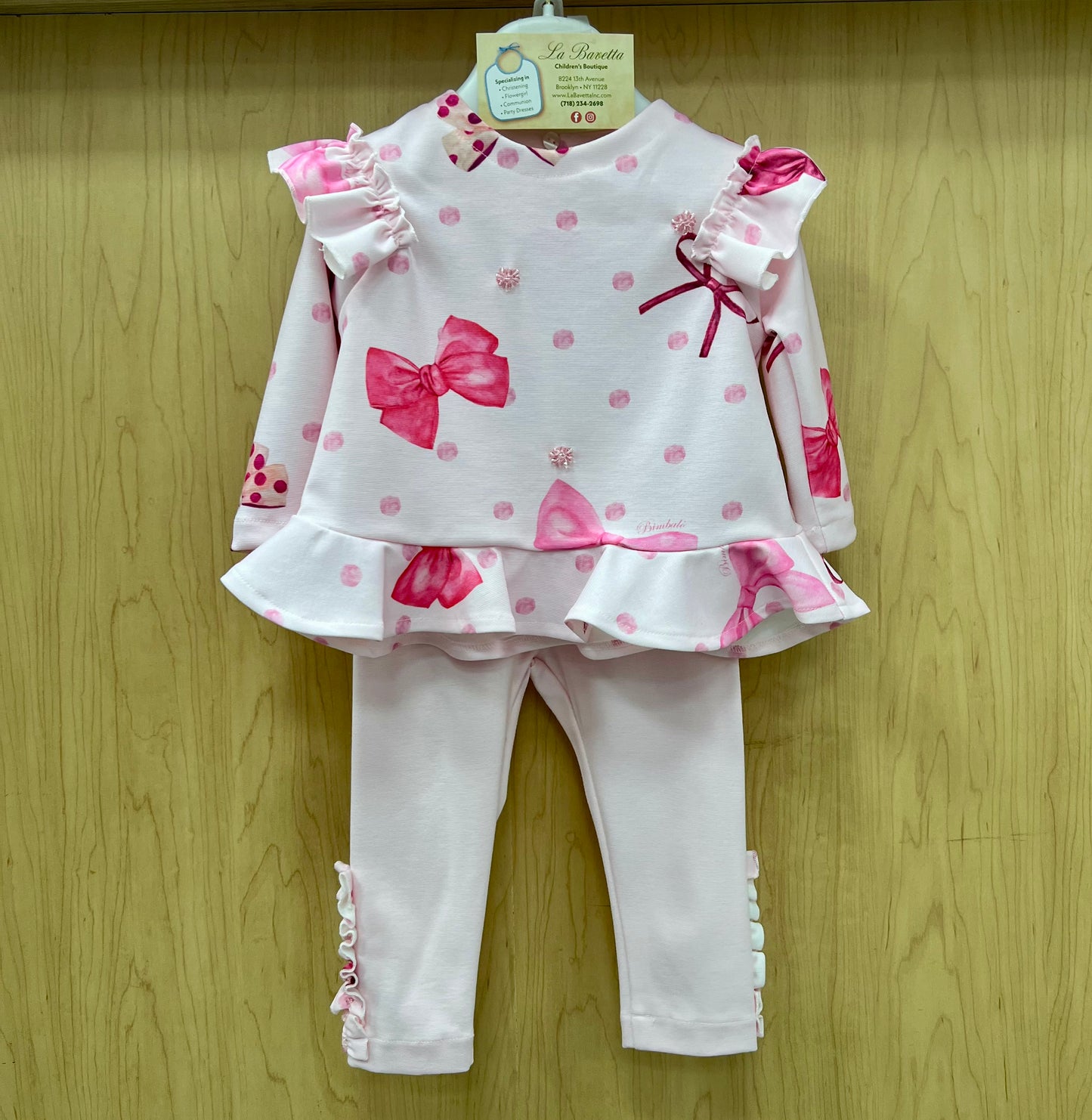 2pc girls pink pants set Made in Italy