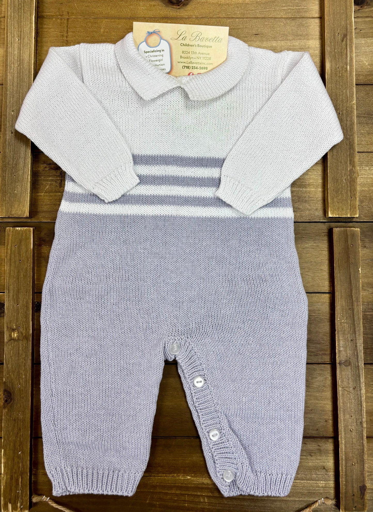 Grey & White Knit Baby Take-Home Set — 4-Piece Layette Charlie
