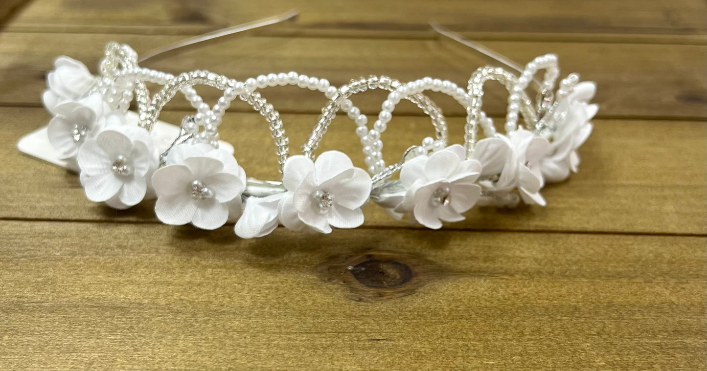 White floral beaded Headpiece