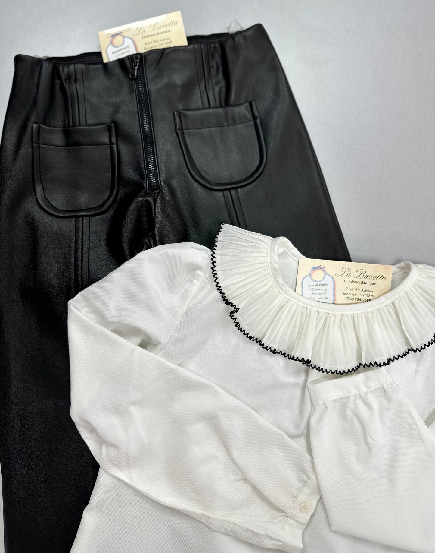 DK403 pleather pants set