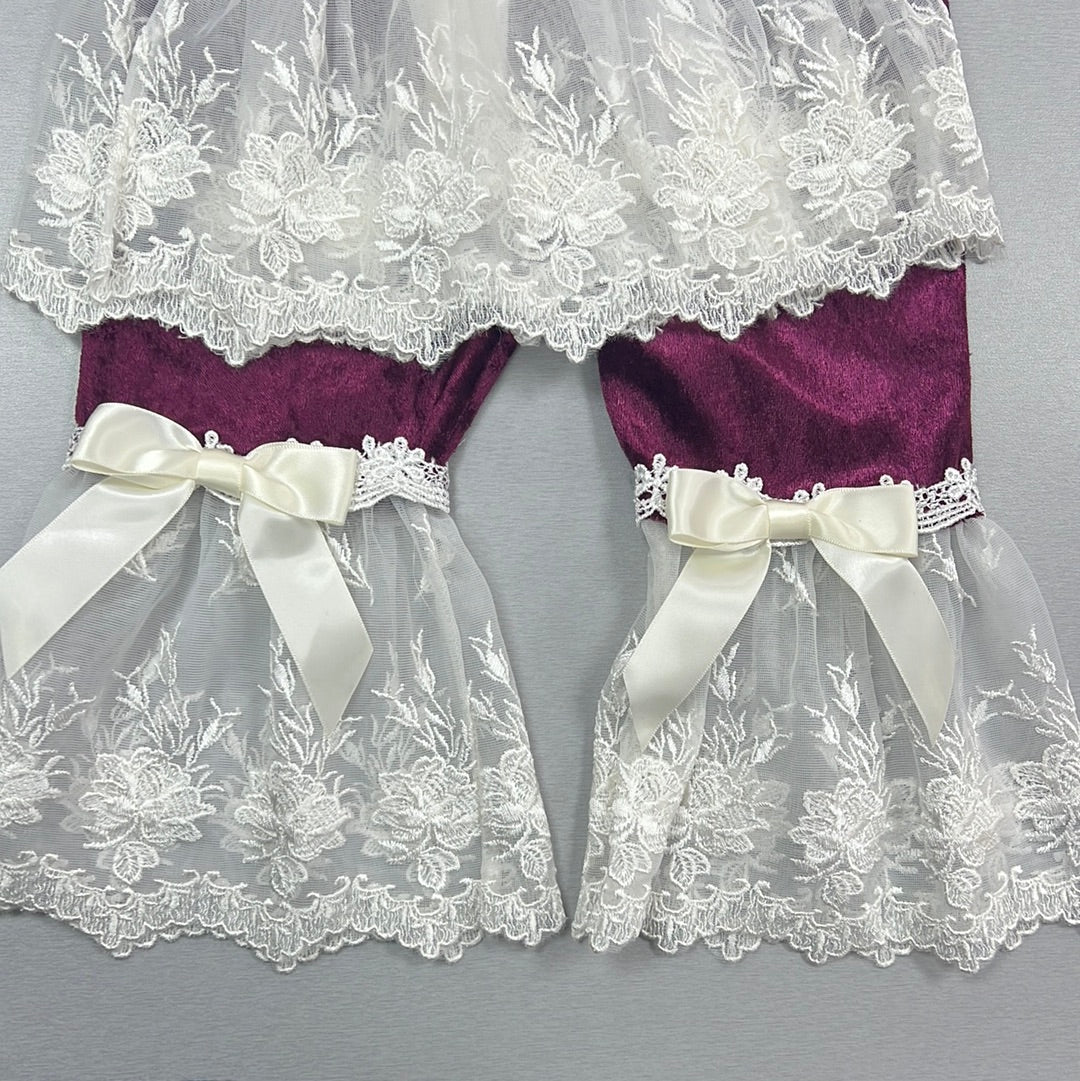 Lucia Plum 2pc baby girl’s bell bottom pants set by Katie Rose