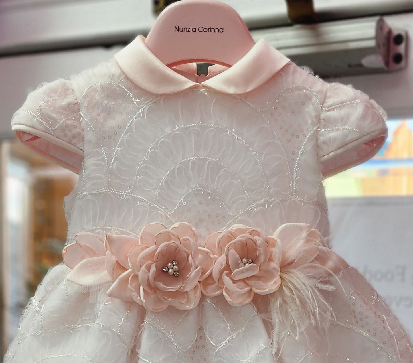 T6758 blush 1st birthday Dress made in Italy