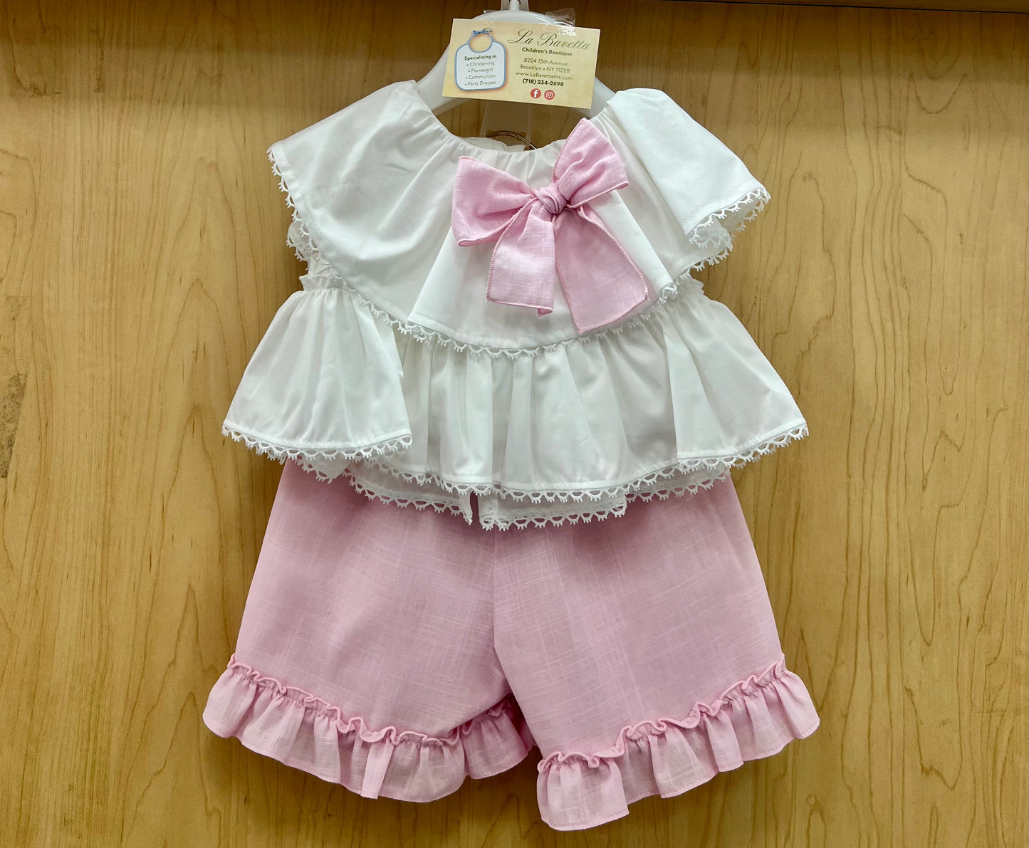 Pink and white shorts set Made In Italy