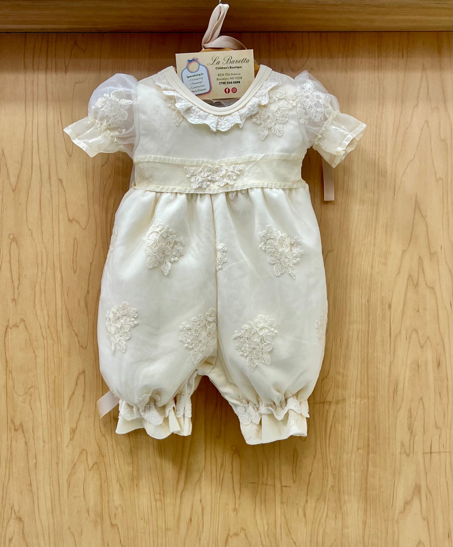 Christening changing Romper ivory 3849