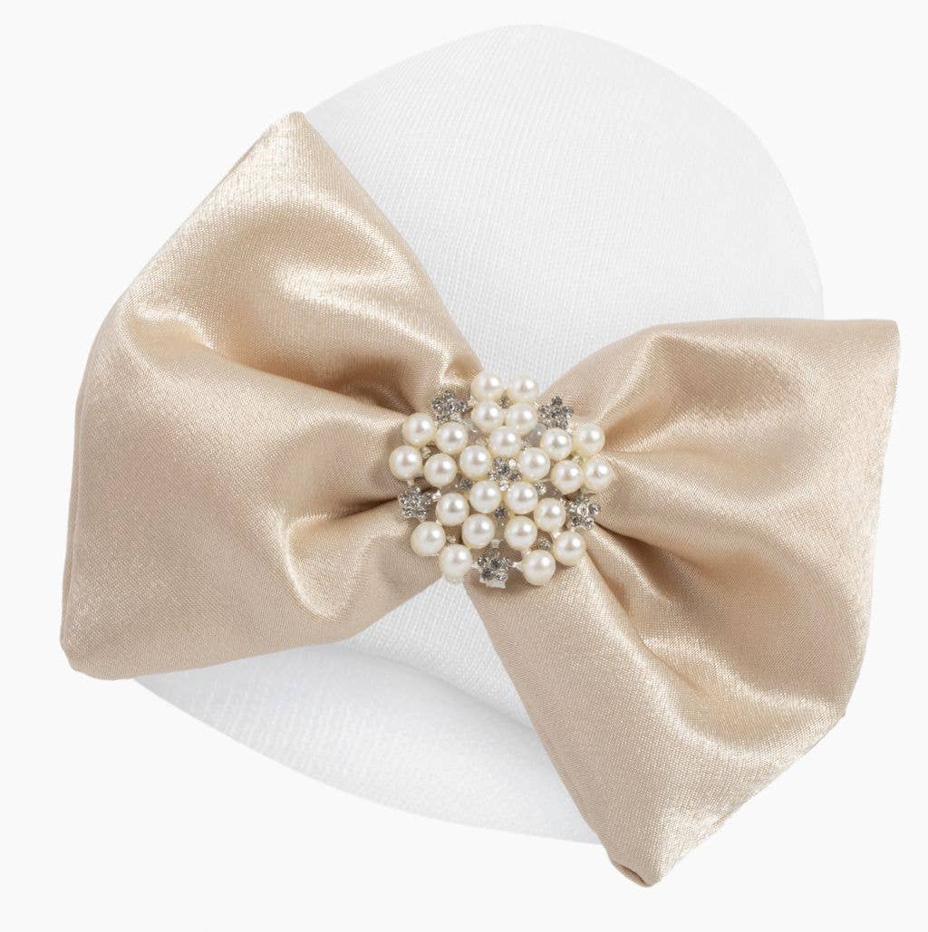 GOLDIE Bow Newborn Girl Hospital Hat: Newborn