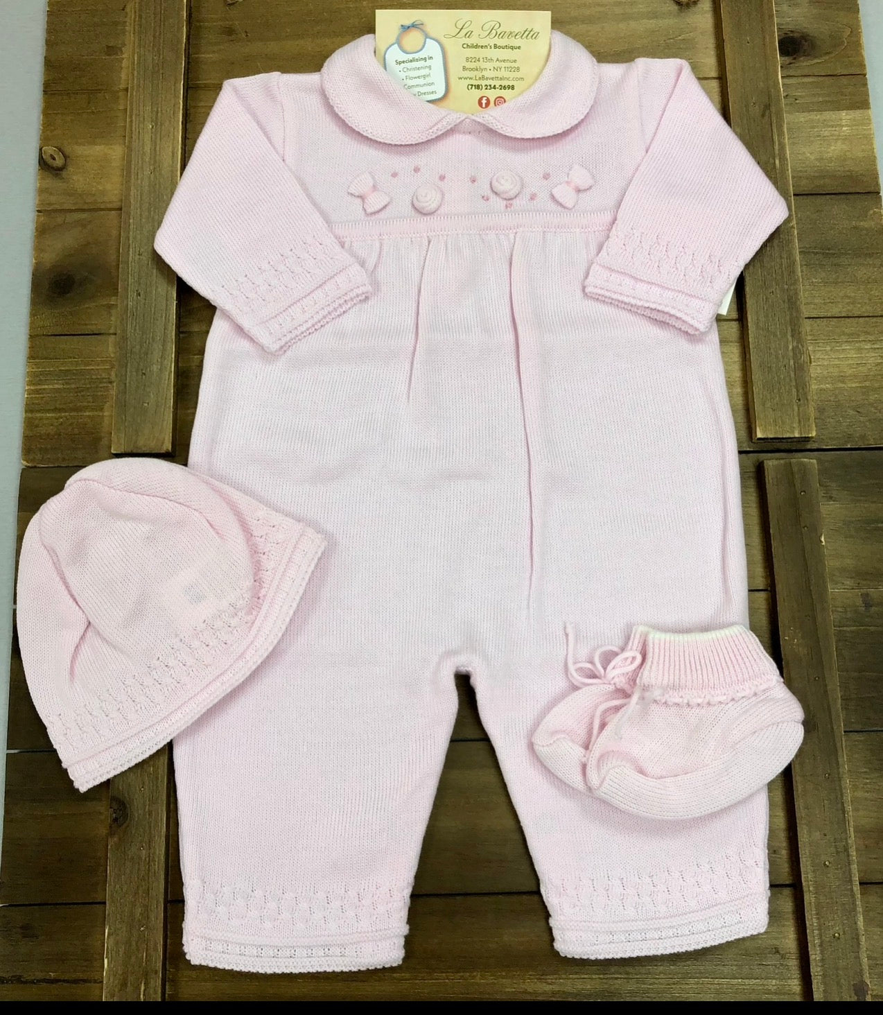 Pink Knit Baby Take-Home Set — 4-Piece Layette