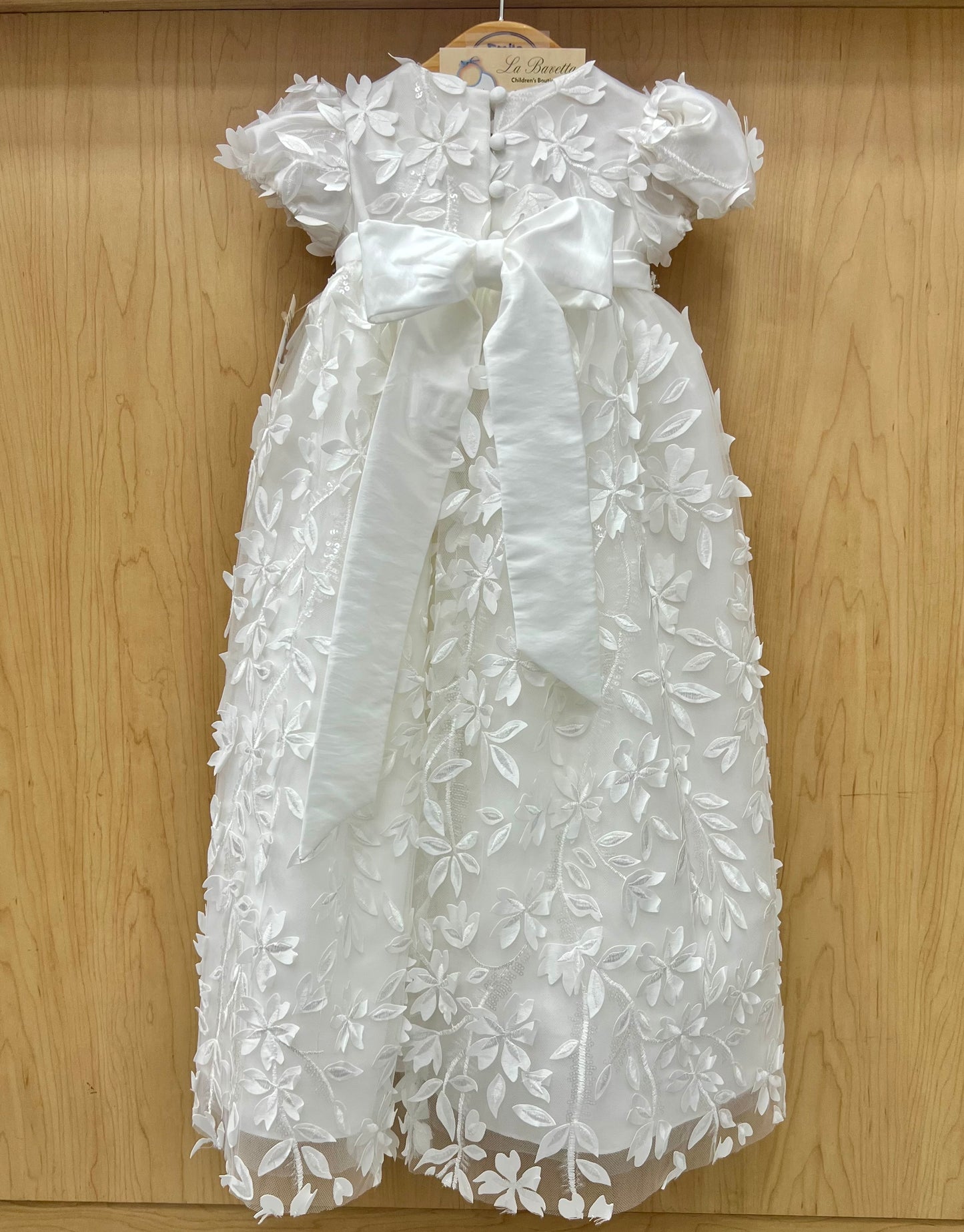 3D floral applique christening gown