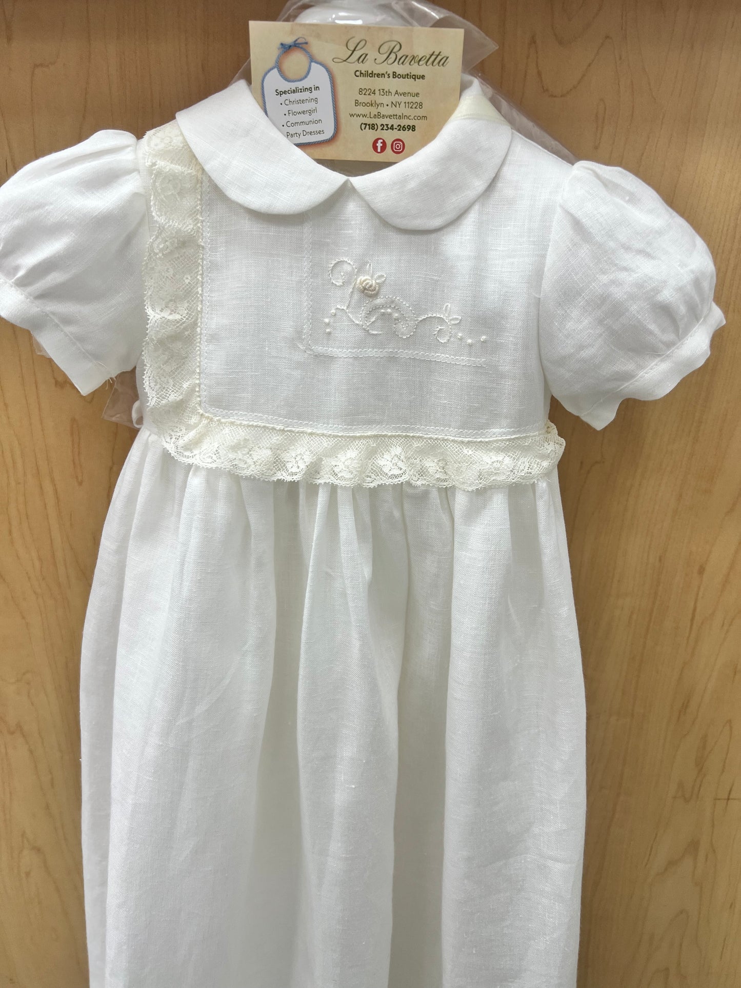 Italian Linen christening dress Bimbalo