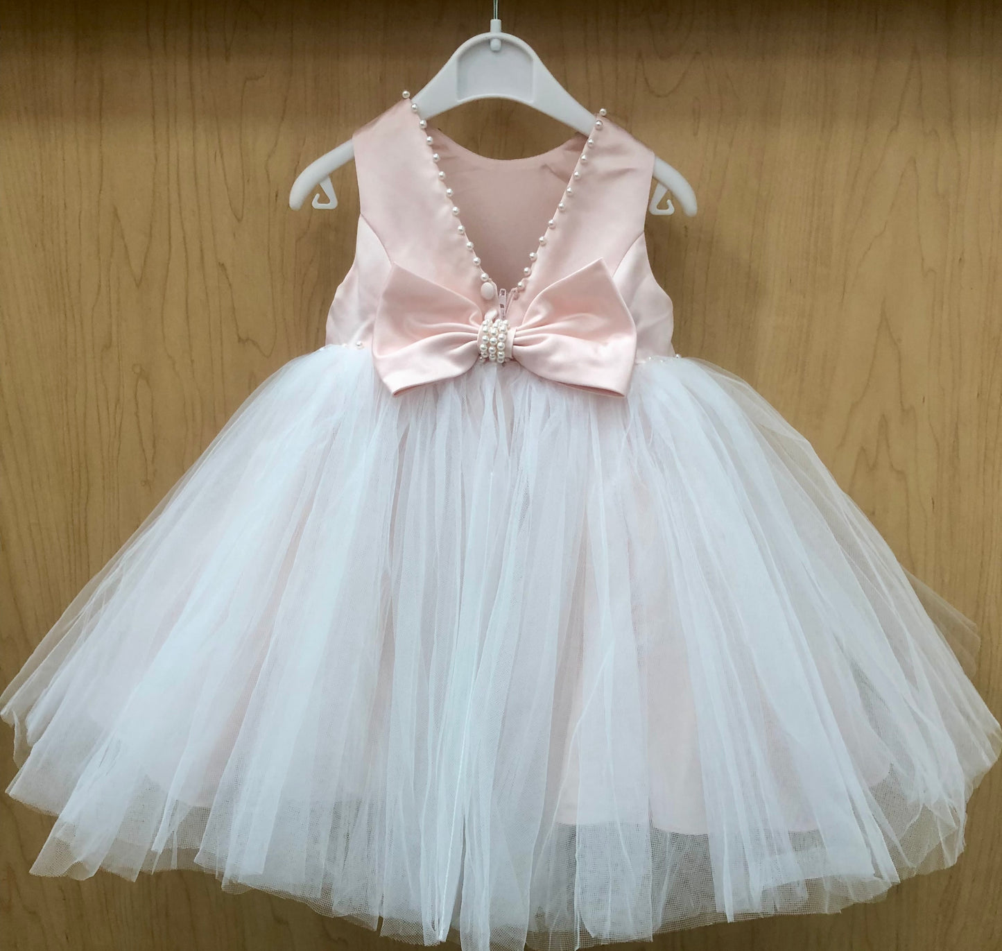 Blush pink satin and tulle Dress