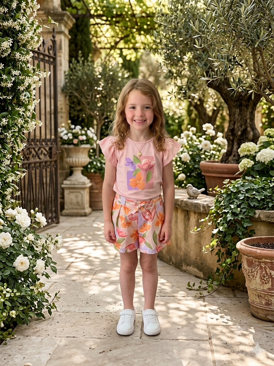 Girls' Floral Flutter Sleeve 2-Piece Set