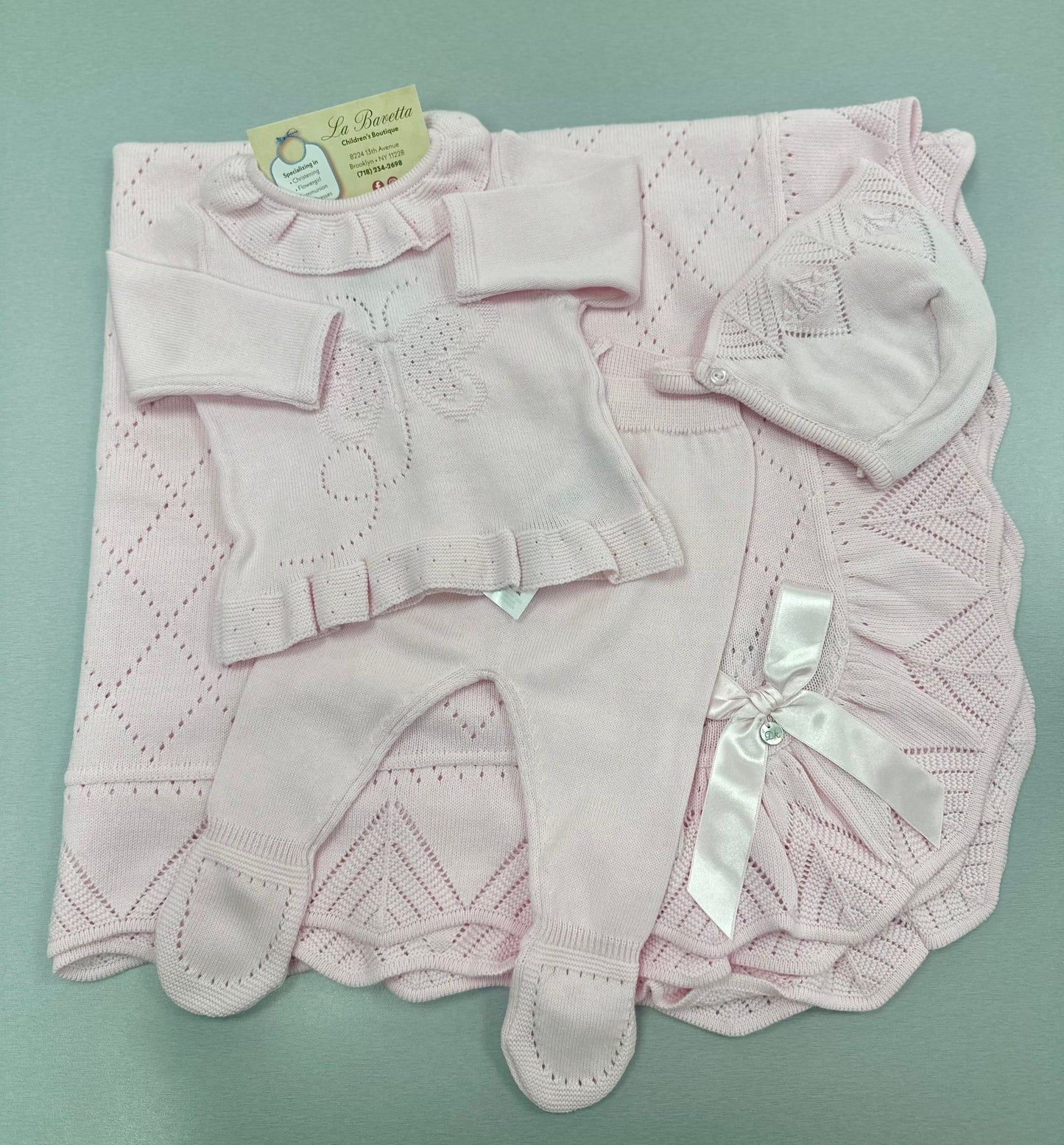 Cotton knit take me home girls pink set DK223