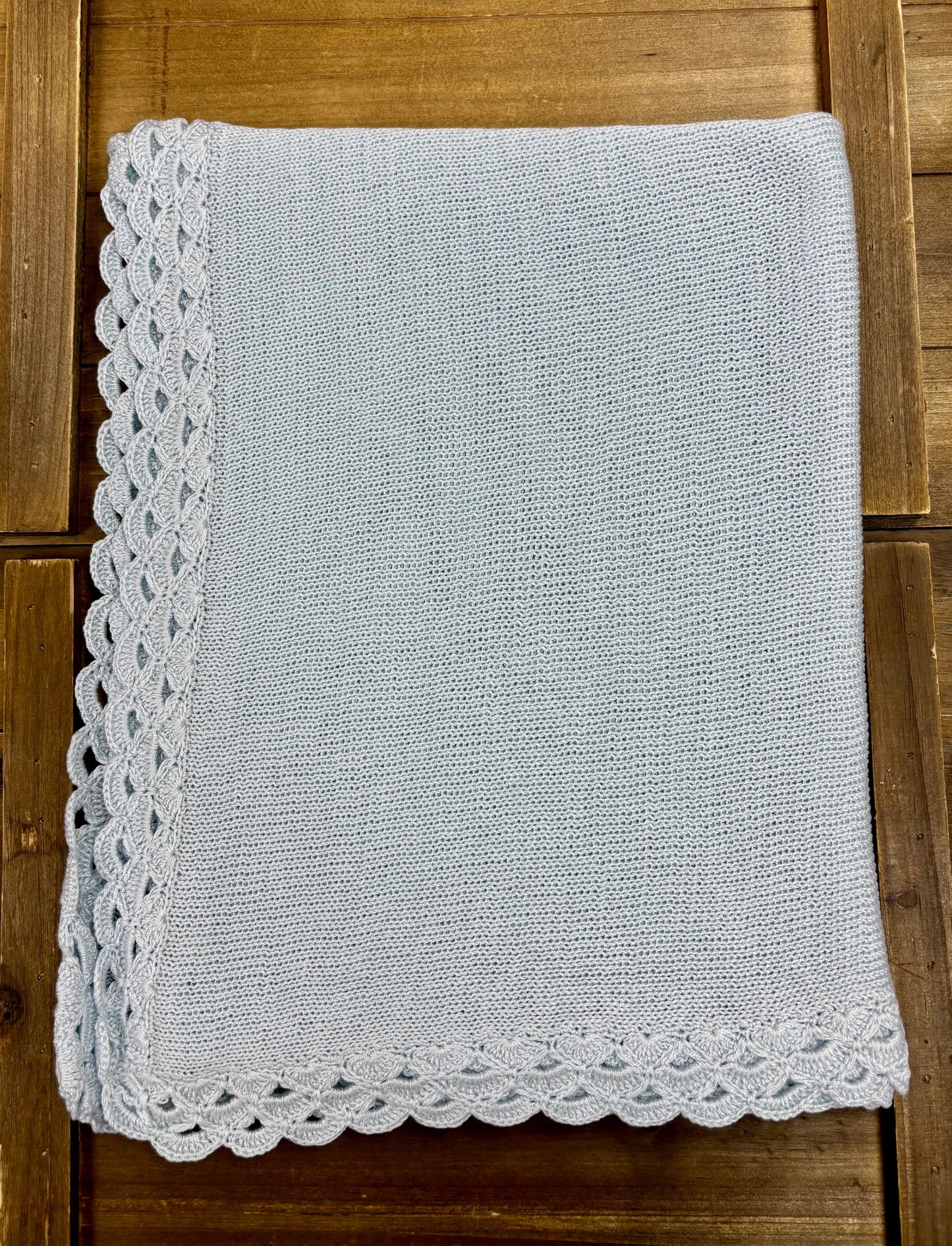 Baby Blue Knit Take-Home Set — Sweater, Pants, Hat & Blanket