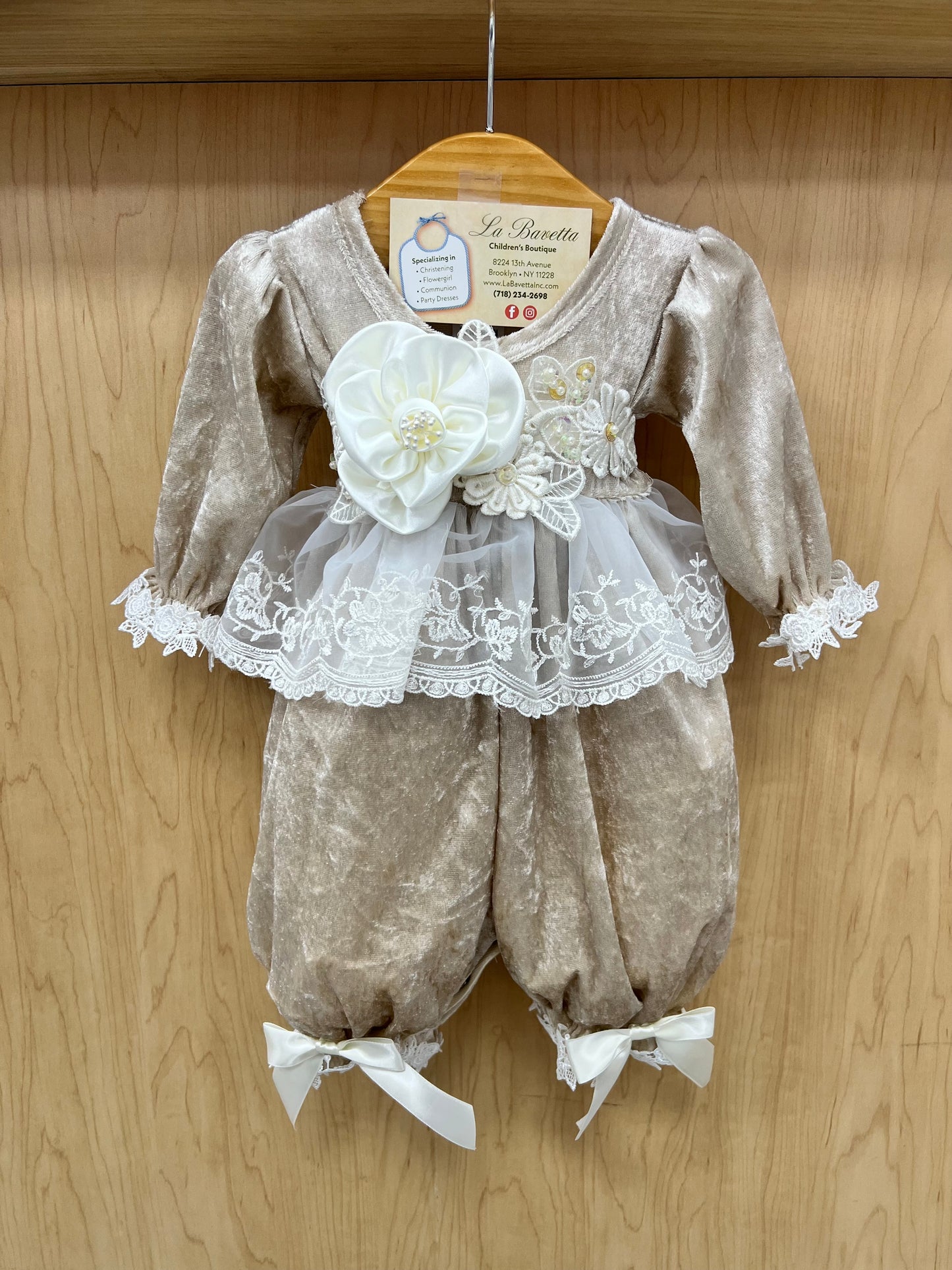 Katie Rose Champagne baby girls one piece romper