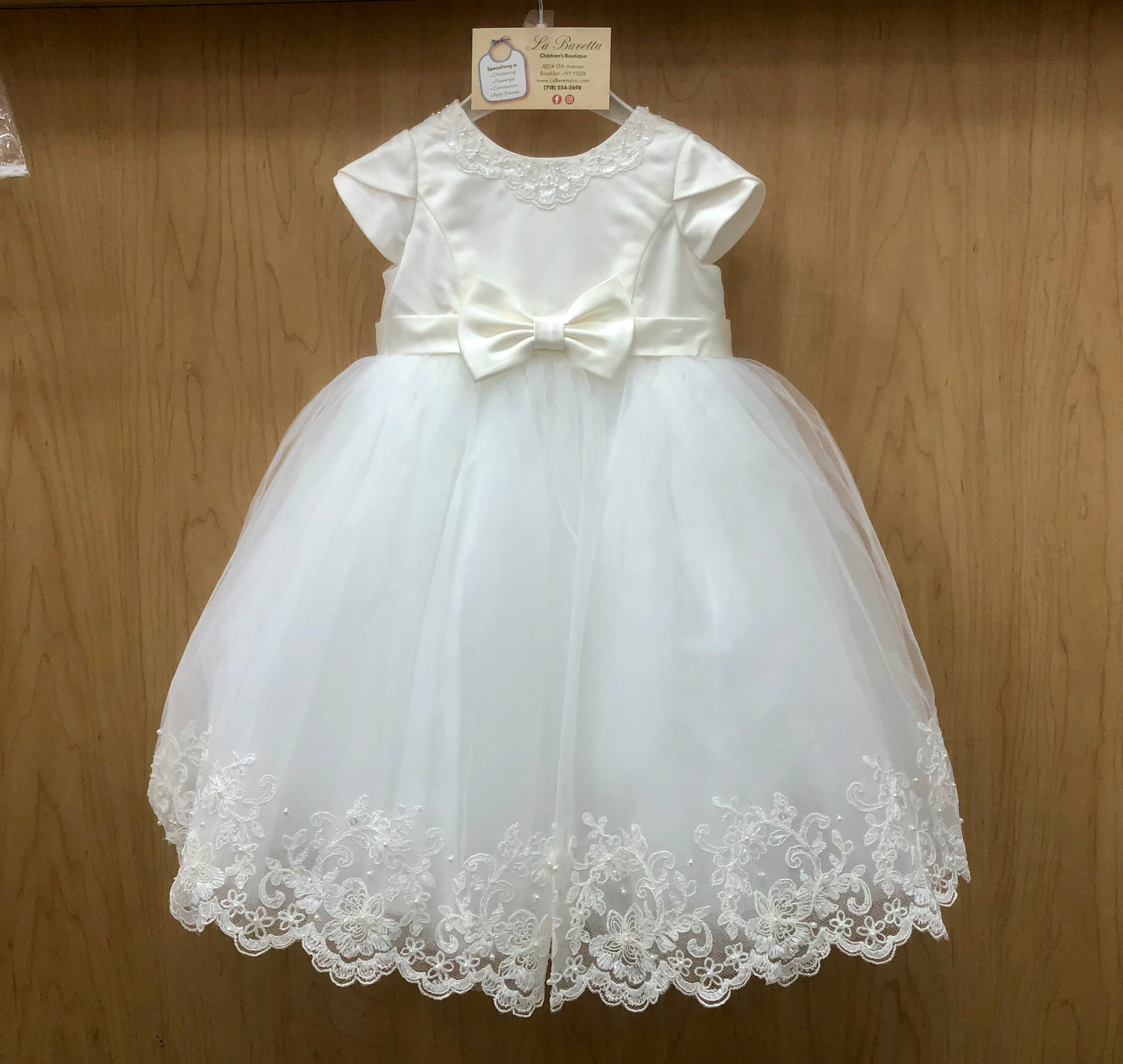 1st Birthday pink with ivory lace Dress by Sarah Louise 0701400
