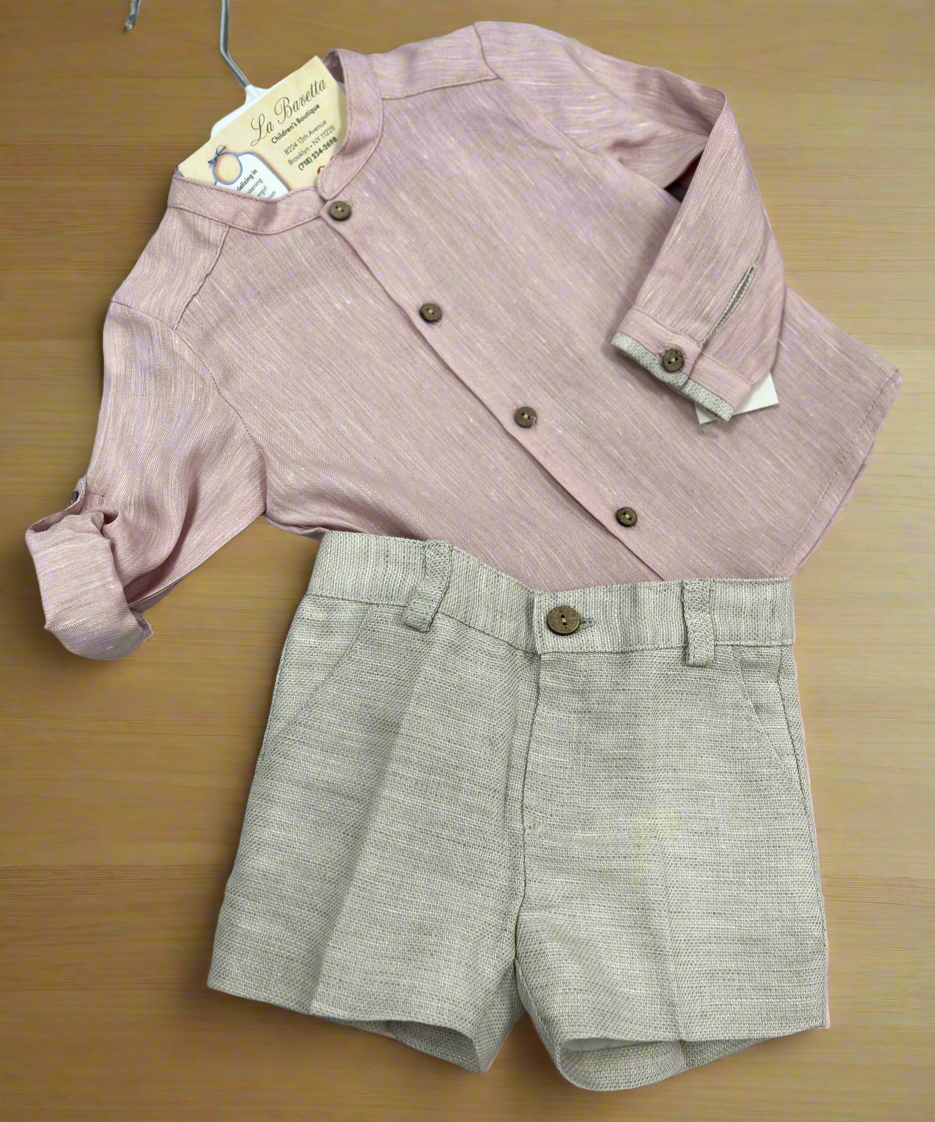 2pc boys linen shorts set 04220165