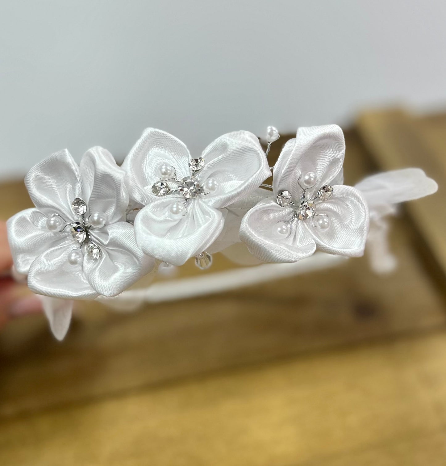 Communion / Flower girl Satin Floral headpiece HD-11