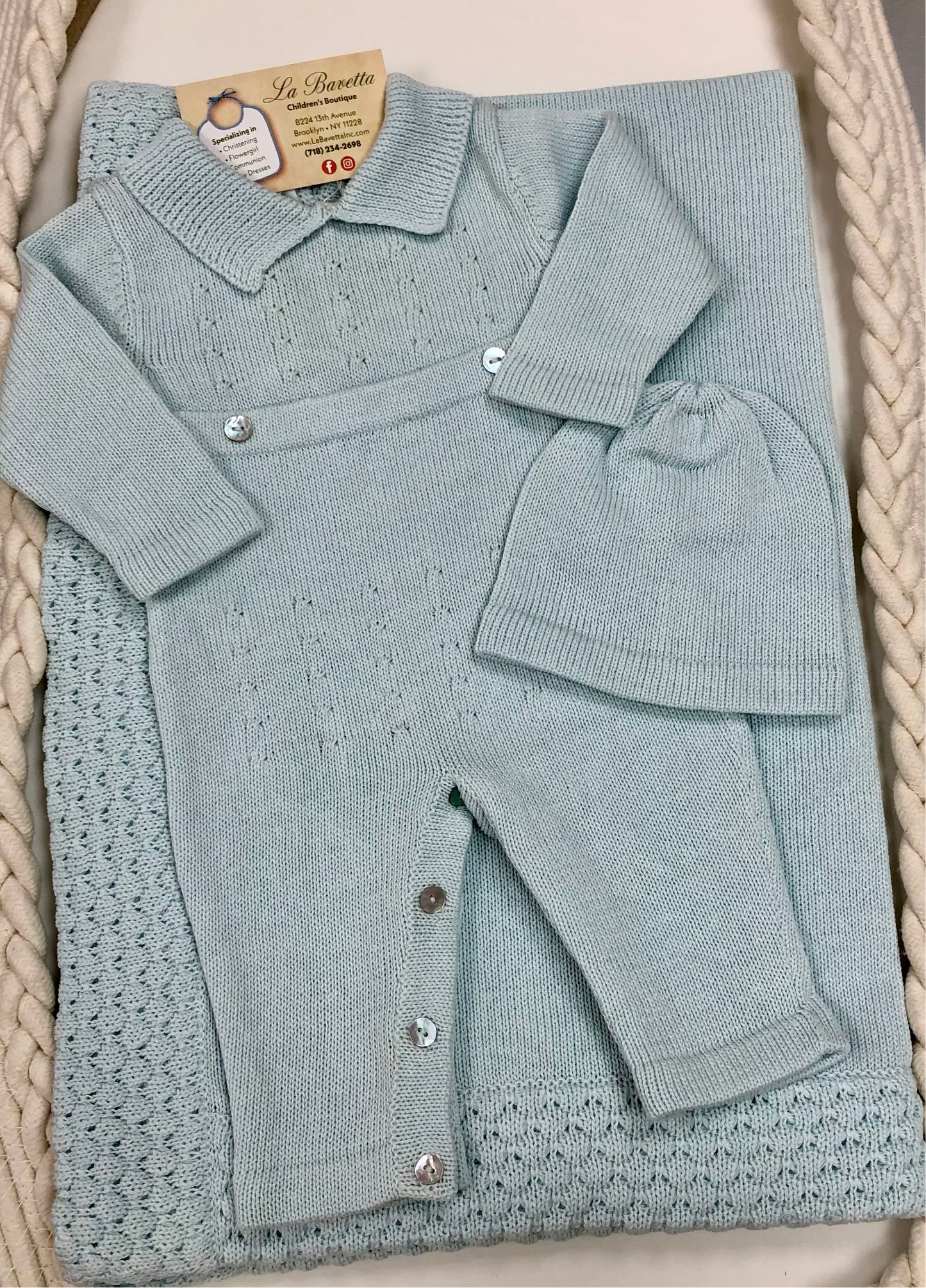 Baby Boy knit Blue take me home set George