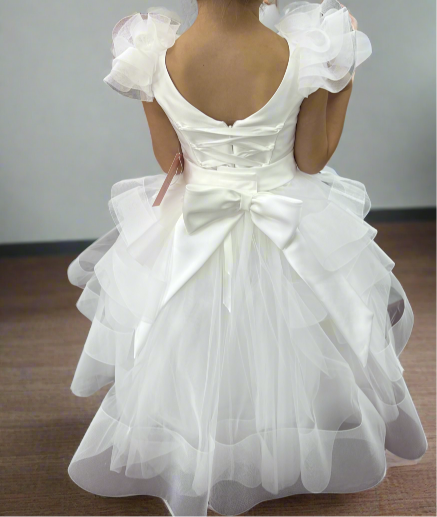 Ruffle Tulle Michelina Bimbi communion Dress made in Italy