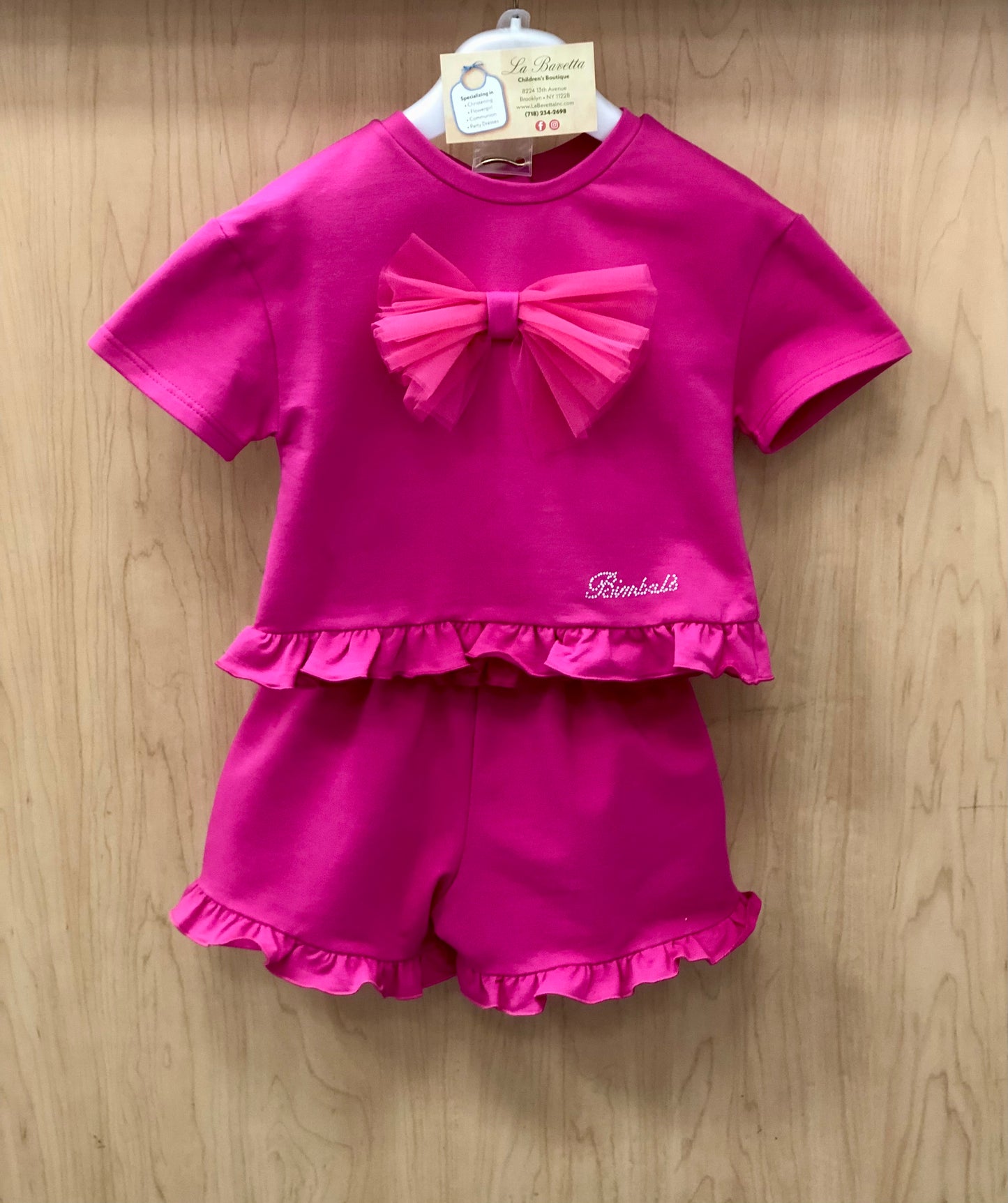 Hot pink shorts set made in Italy