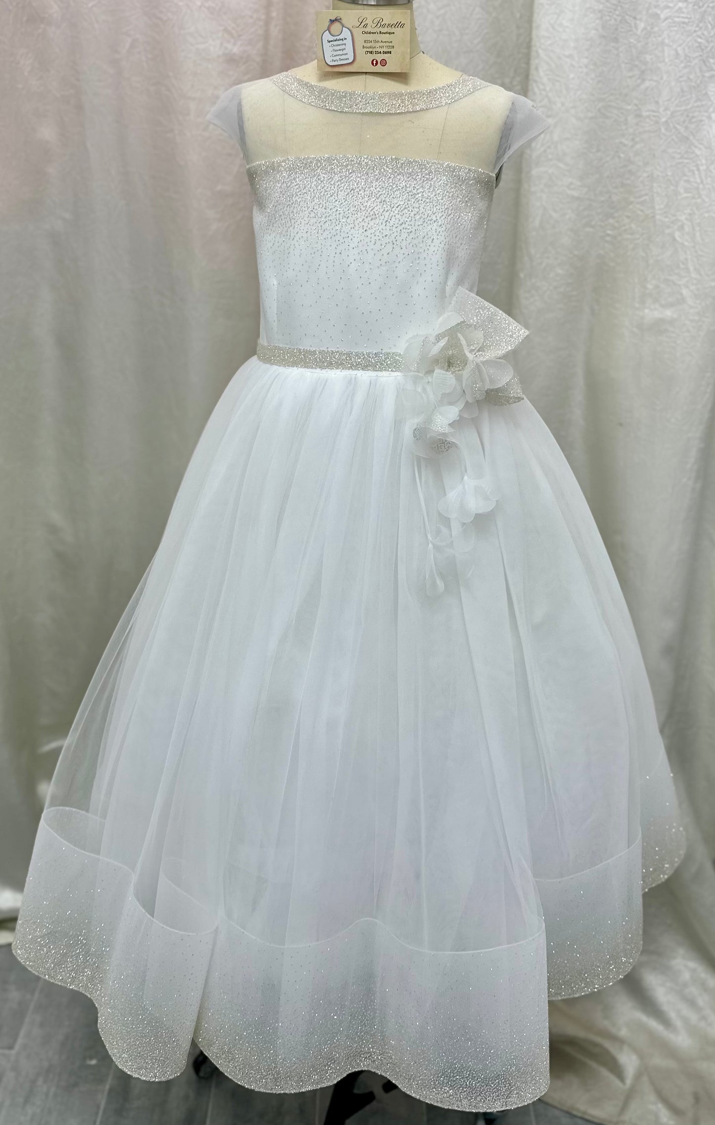 Michelina Bimbi Made in Italy Communion Dress with Shimmer Detail J38008