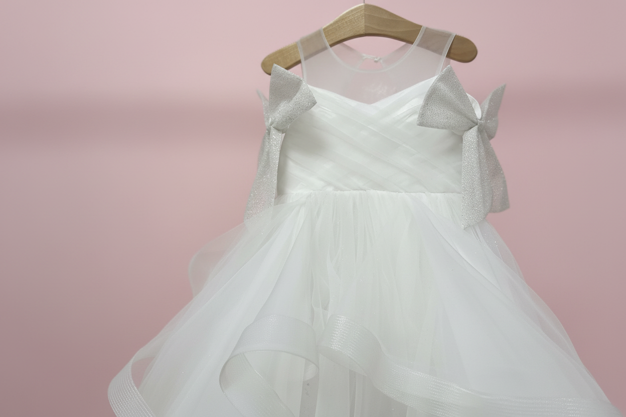 White Sleeveless Flower Girl Dress