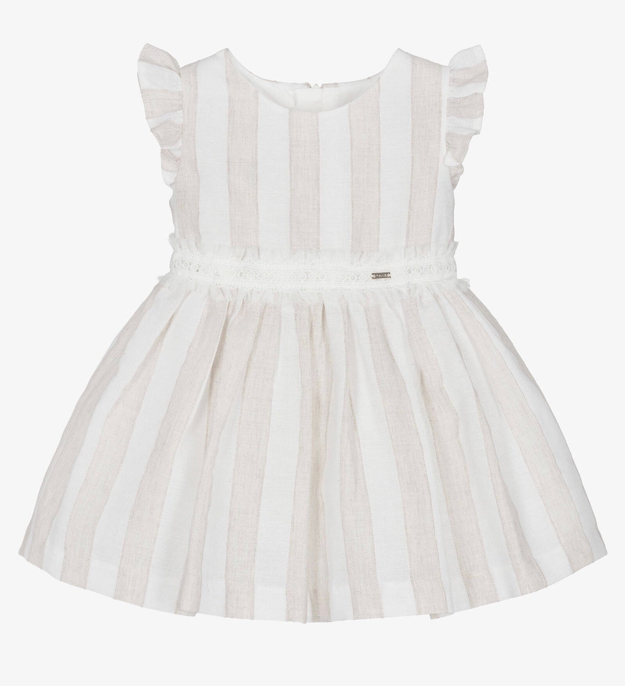 Hazelnut striped Baby Girls dress with Sash