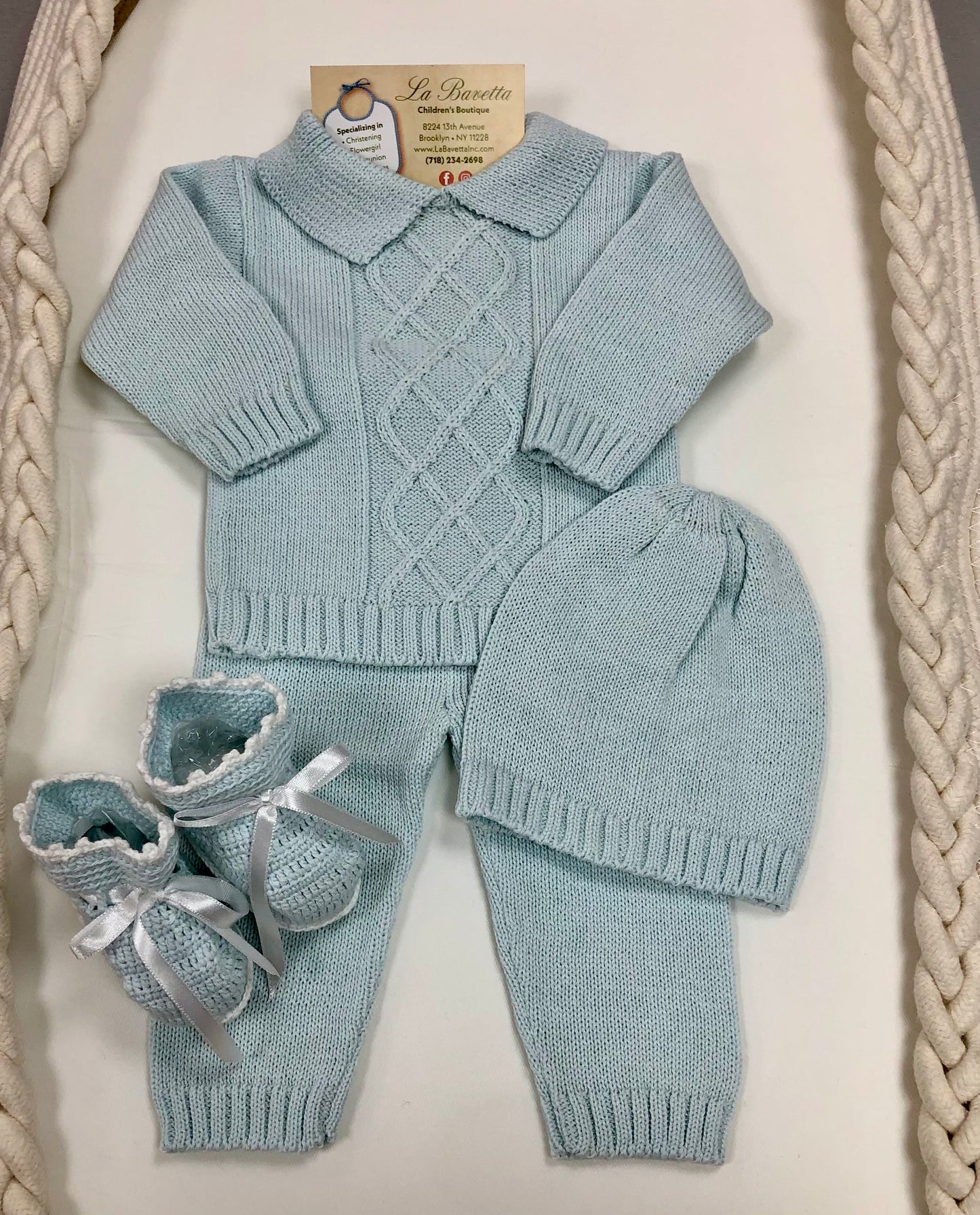 Baby Boy Blue take me home cotton knit set Joaquin
