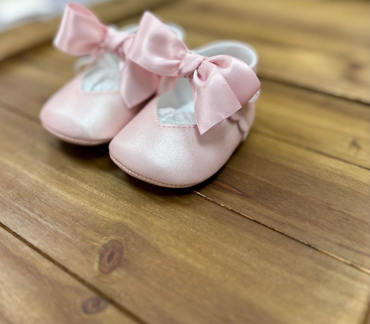 Gold or Pink Bow Baby Shoes