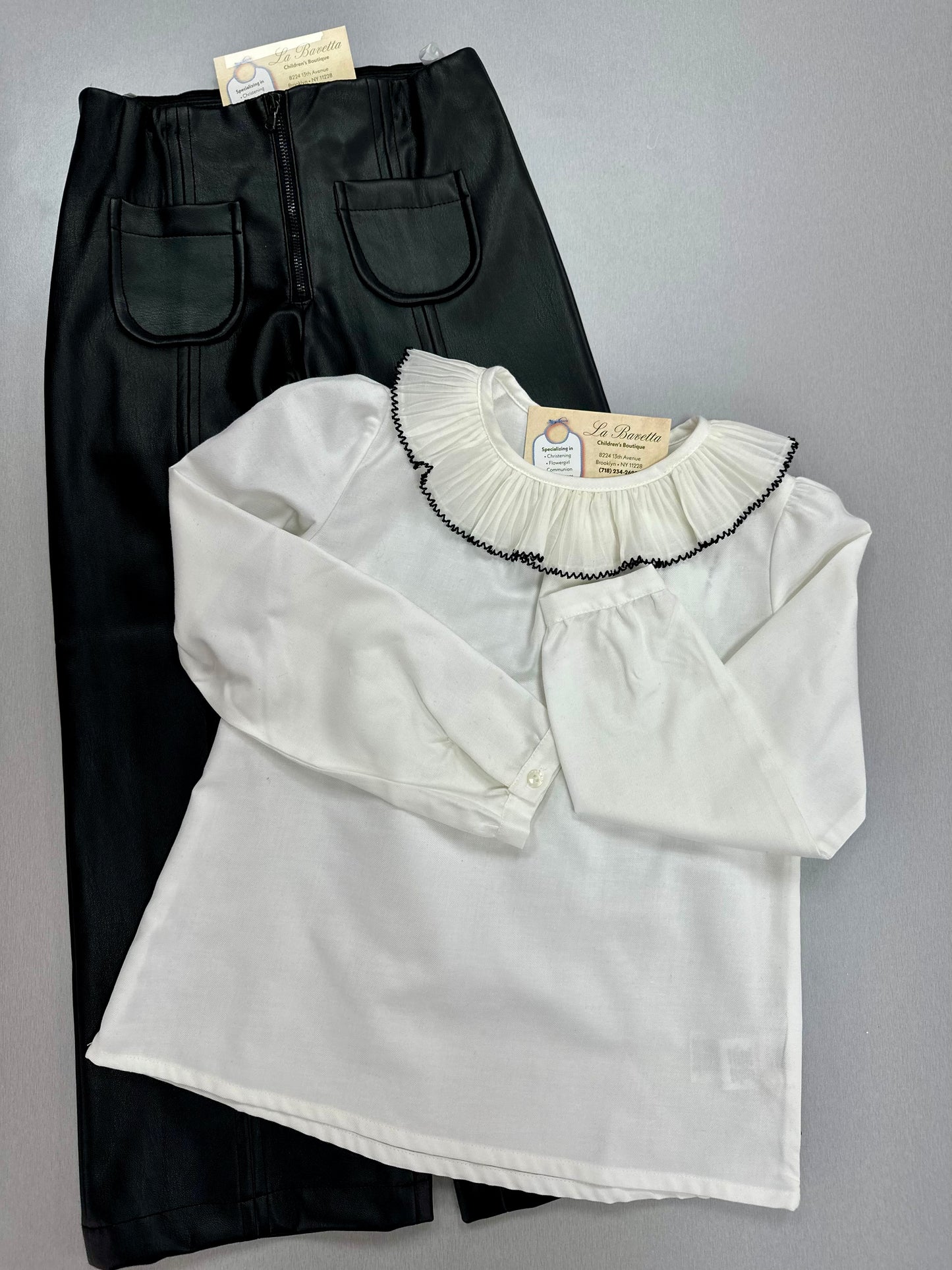 DK403 pleather pants set