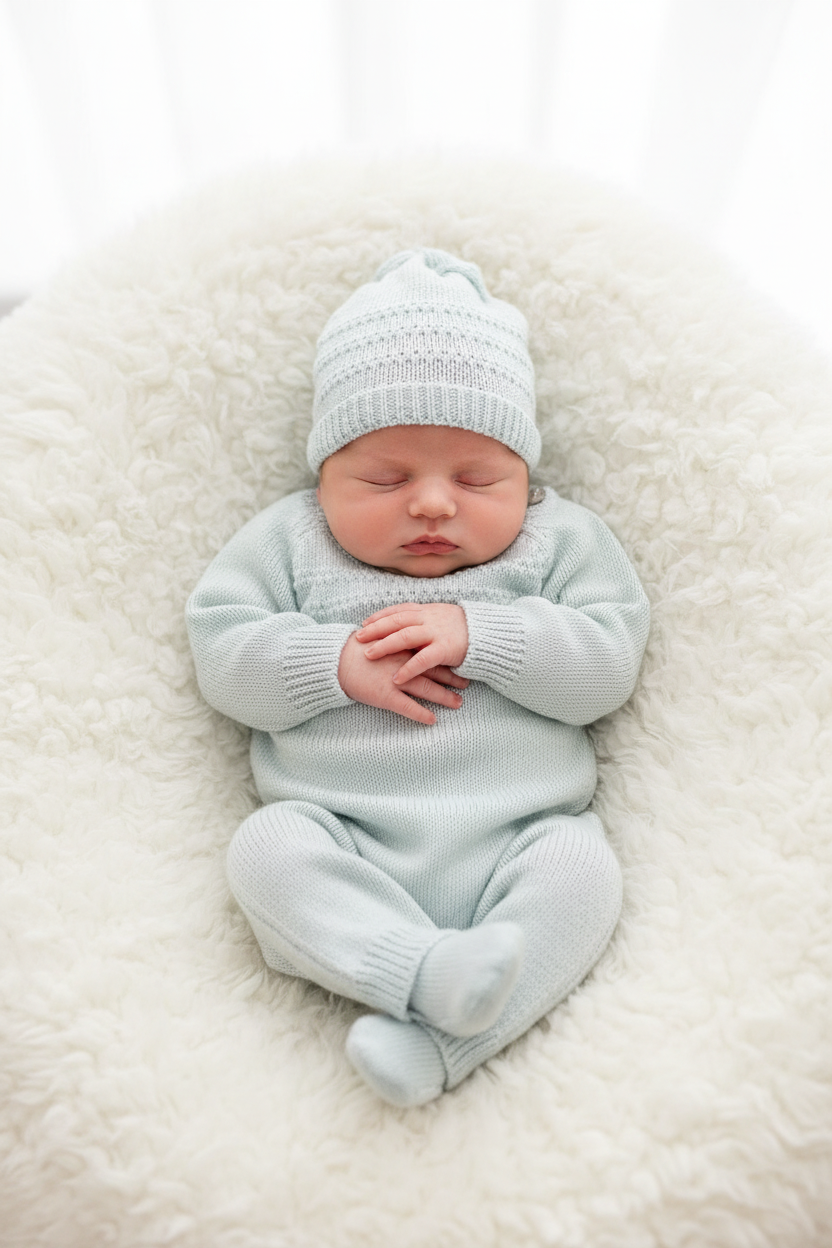 Light Blue Knit Baby Take-Home Set