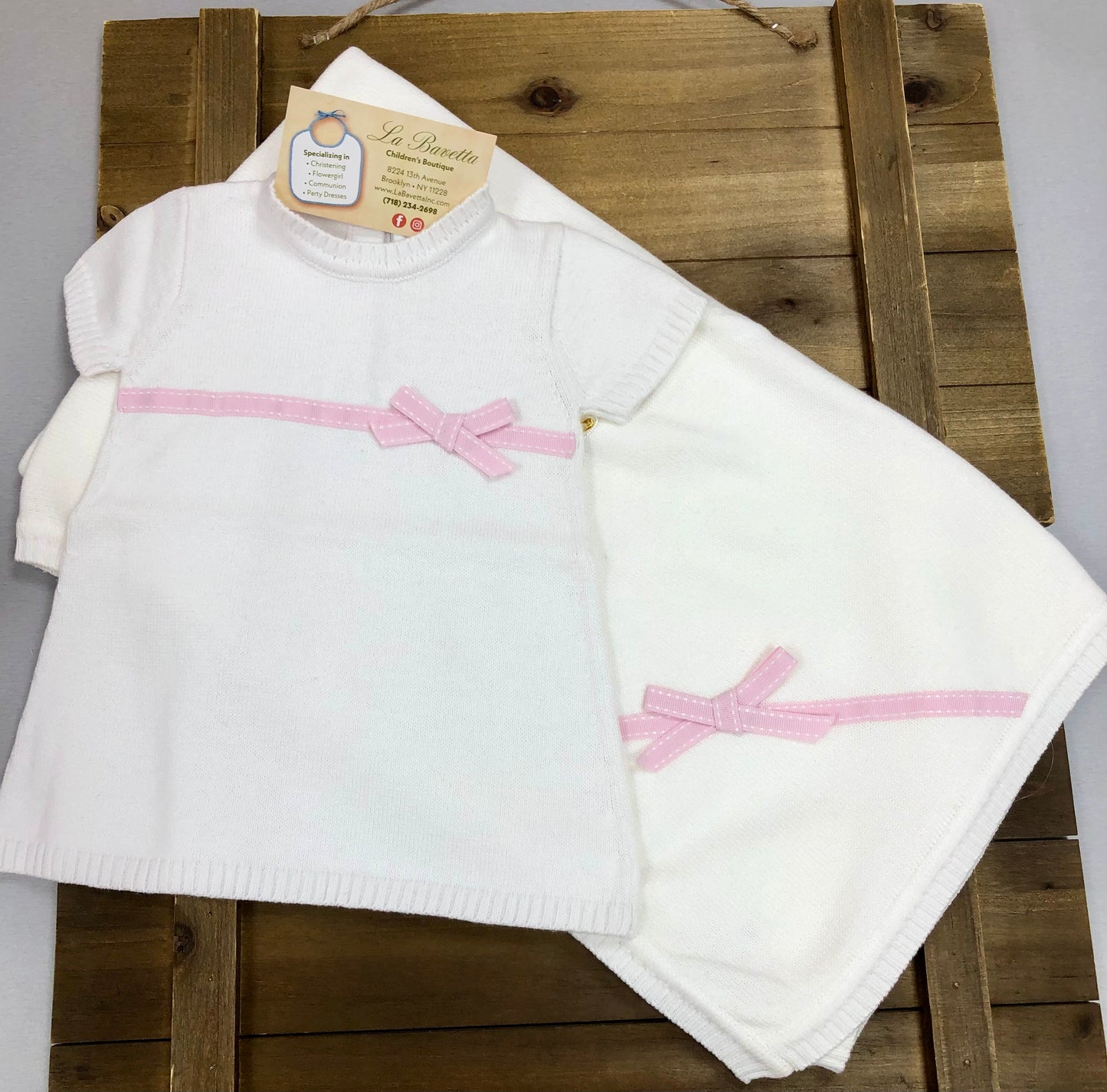 White and Pink knit Dress Take me home Set