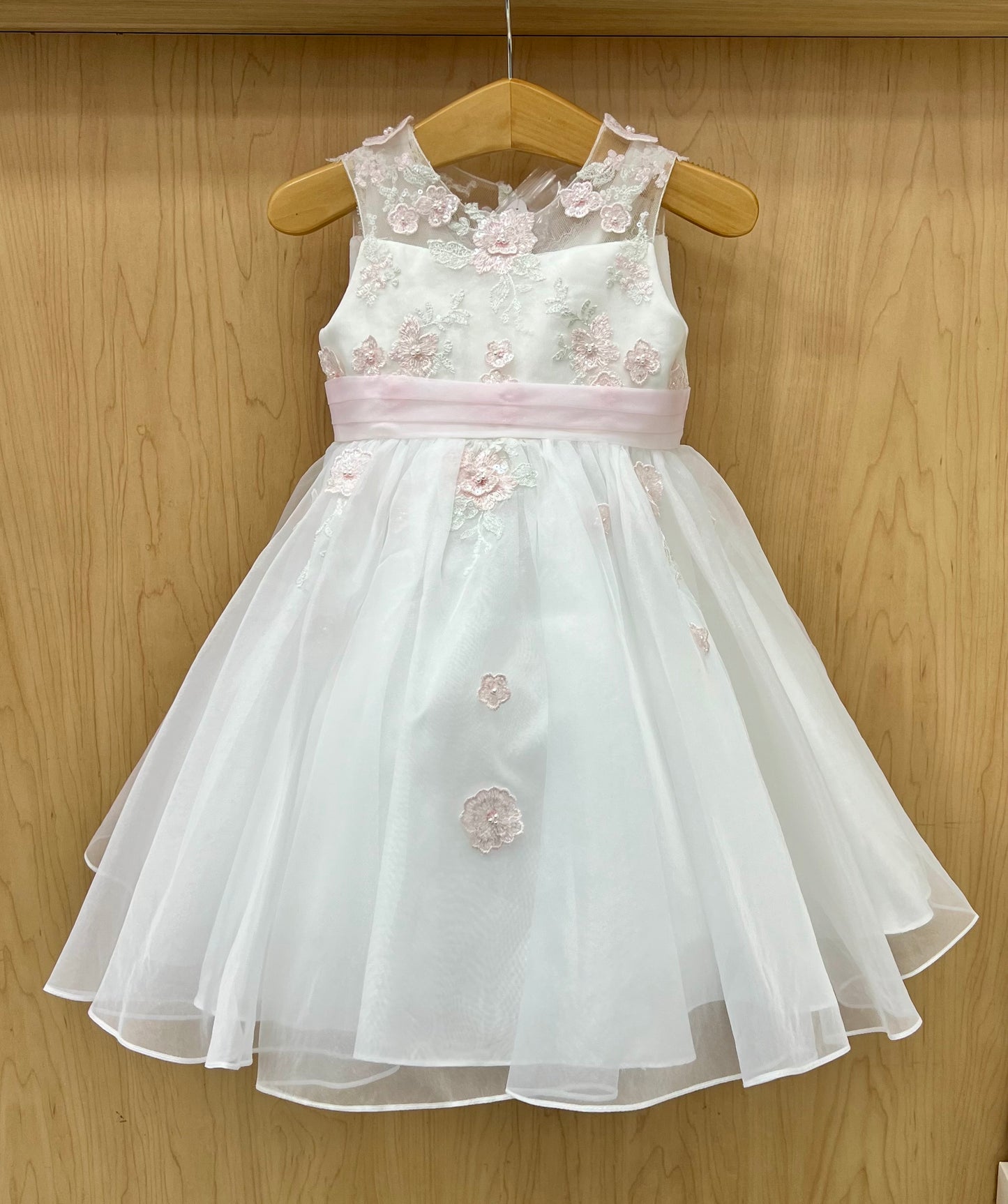 Organza pink & white dress 070154 Sarah Louise