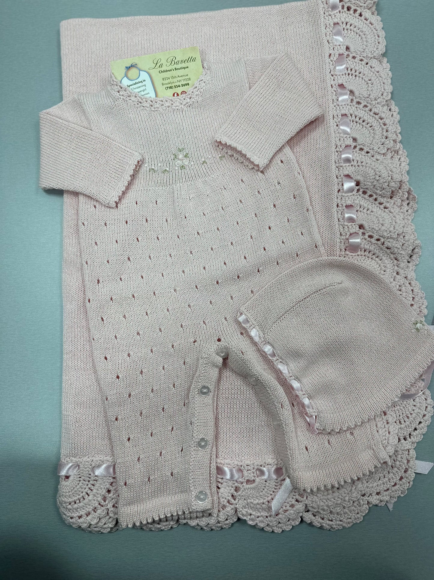 Baby Girls pink knit Take me home set Lucera