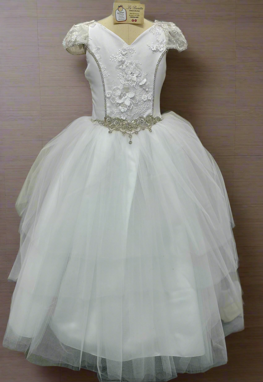 Grazia communion white satin with tulles dress piccolo Bacio