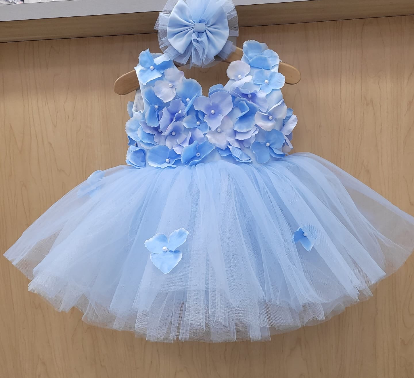 1st Birthday Dress blue butterfly